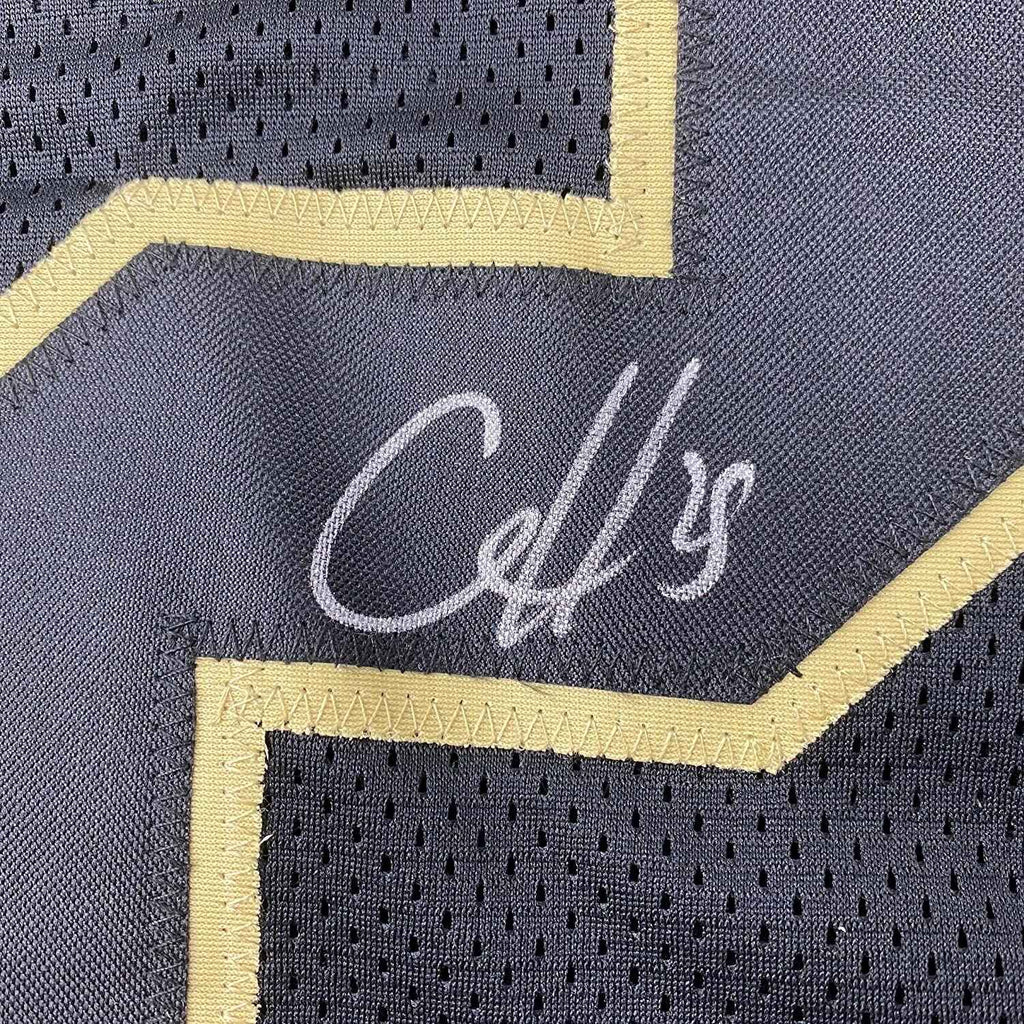 Framed Autographed/Signed Clyde Edwards-Helaire 35x39 Kansas City Blackout Football Jersey Beckett BAS COA