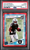 Graded 2025 Panini Donruss Ashton Jeanty #305 Optic Preview Red Pandora Rookie RC Football Card PSA 10 Gem Mint