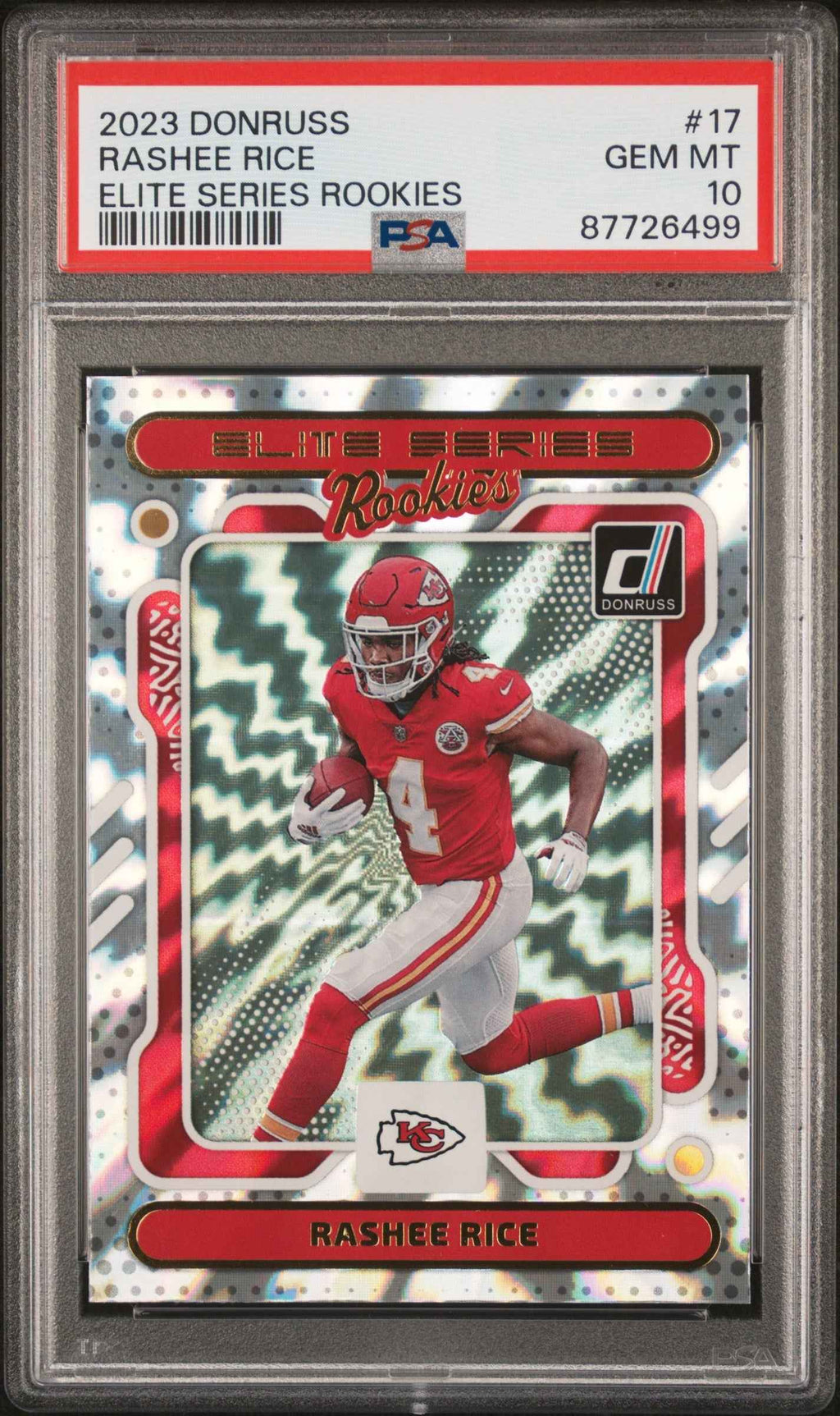Graded 2023 Panini Donruss Rashee Rice #17 Elite Series Rookies Rookie RC Football Card PSA 10 Gem Mint