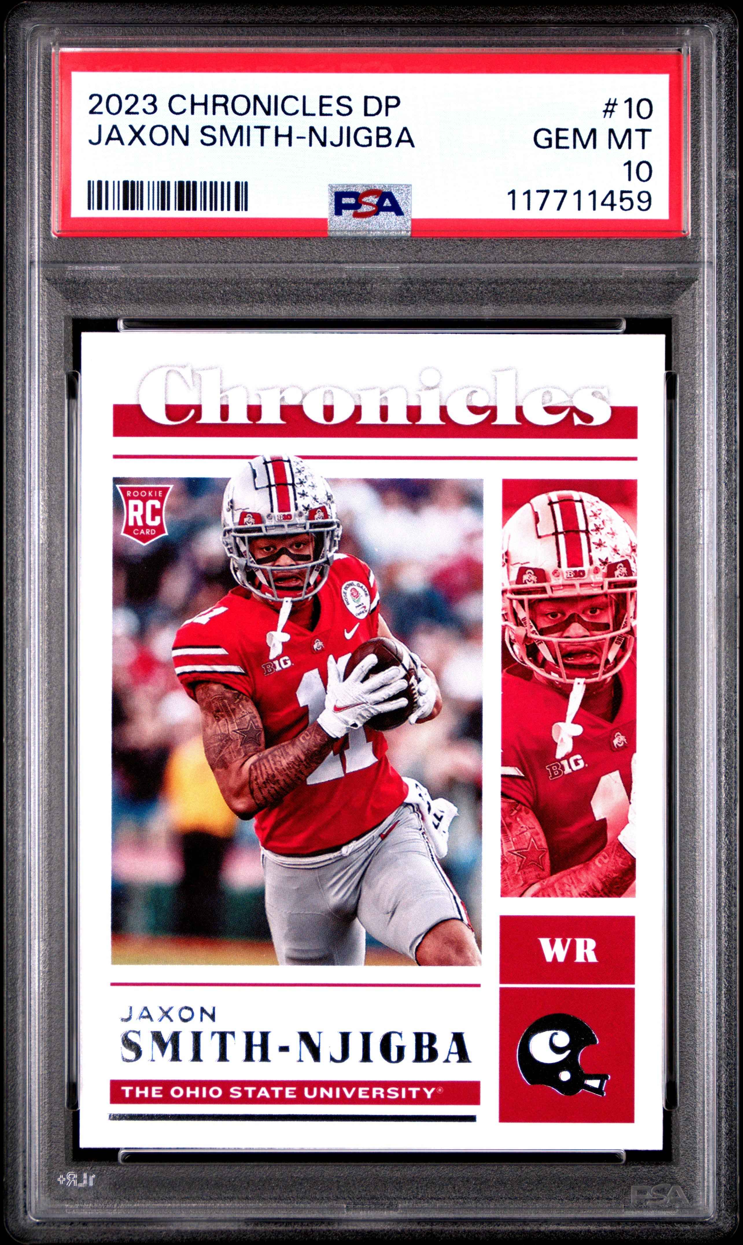 Graded 2023 Panini Chronicles Draft Picks Jaxon Smith-Njigba #10 Rookie RC Football Card PSA 10 Gem Mint