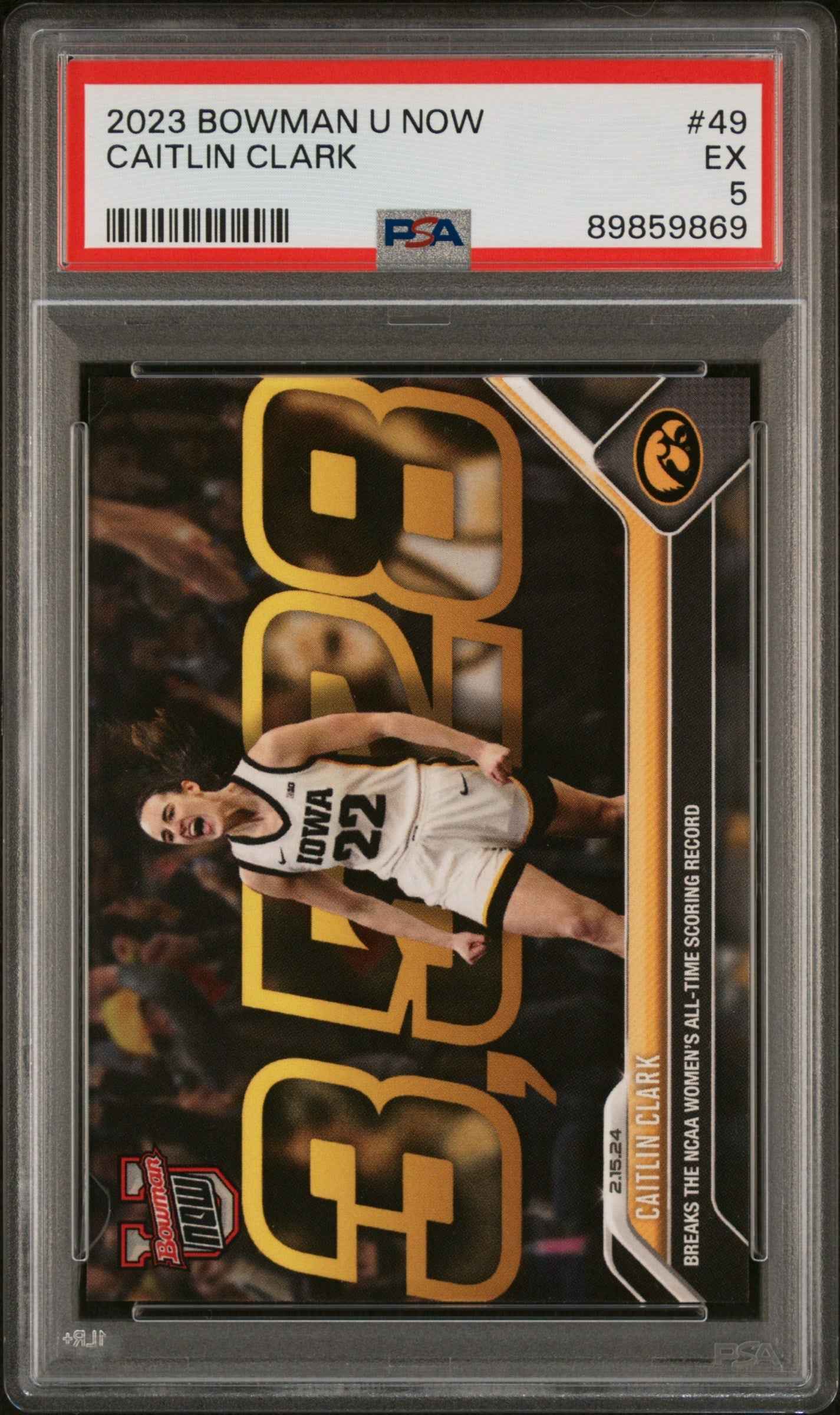 Graded 2023 Topps Bowman U Now Caitlin Clark #49 Rookie RC Basketball Card PSA 5 EX