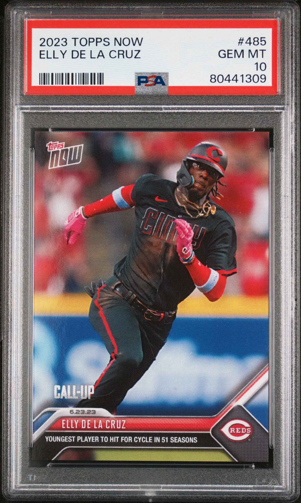 Graded 2023 Topps Now Elly De La Cruz #485 Rookie RC Baseball Card PSA 10 Gem Mint