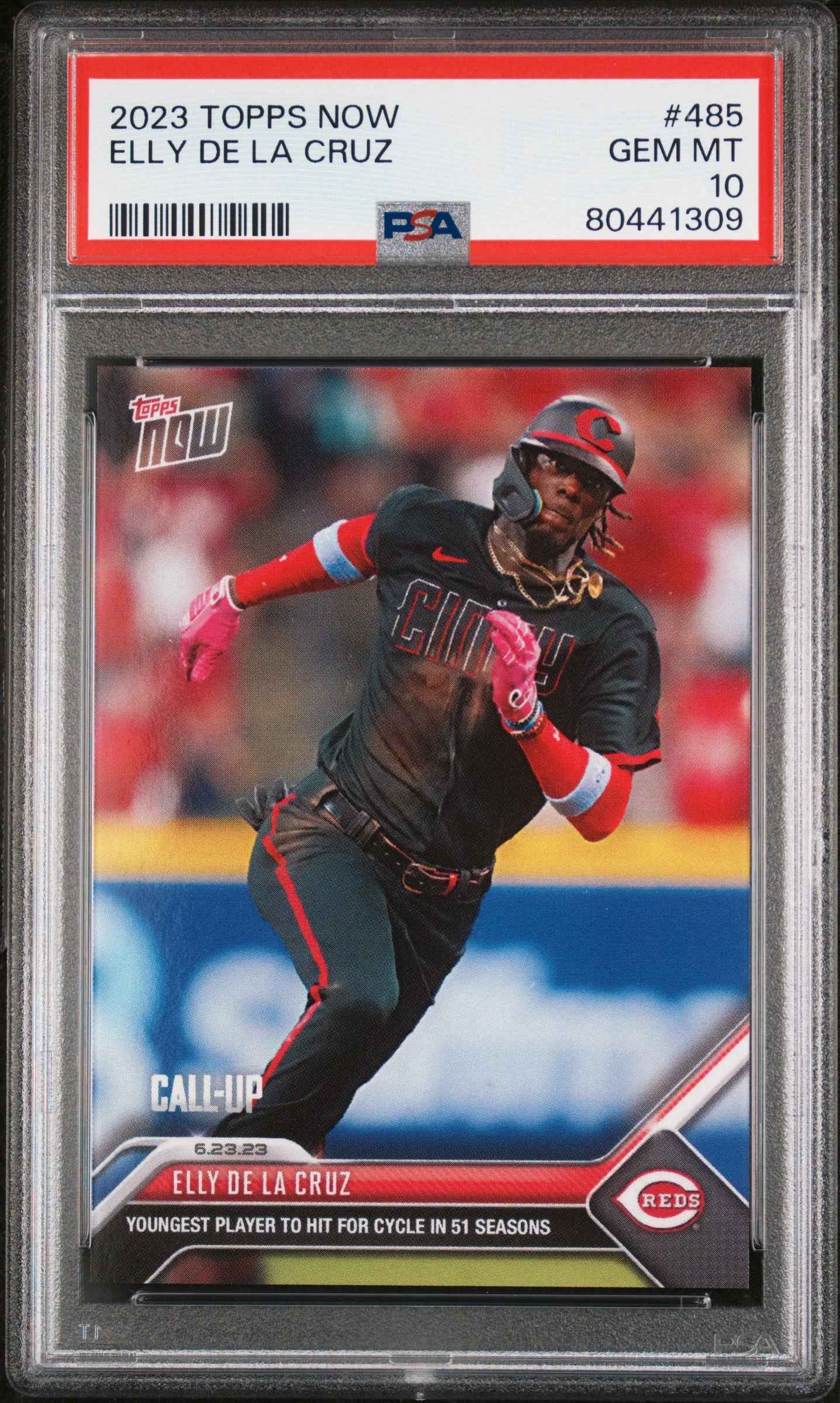 Graded 2023 Topps Now Elly De La Cruz #485 Rookie RC Baseball Card PSA 10 Gem Mint