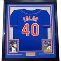 Framed Autographed/Signed Bartolo Colon 35x39 New York Blue Baseball Jersey Beckett BAS COA