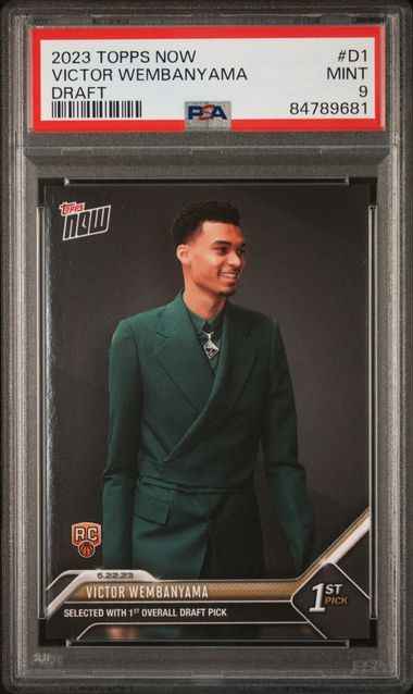 Graded 2023 Topps Now Victor Wembanyama #D1 Draft Rookie RC Basketball Card PSA 9 Mint