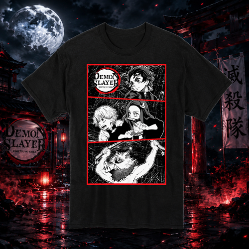 Demon Slayer - Group Gritty Panels T-Shirt
