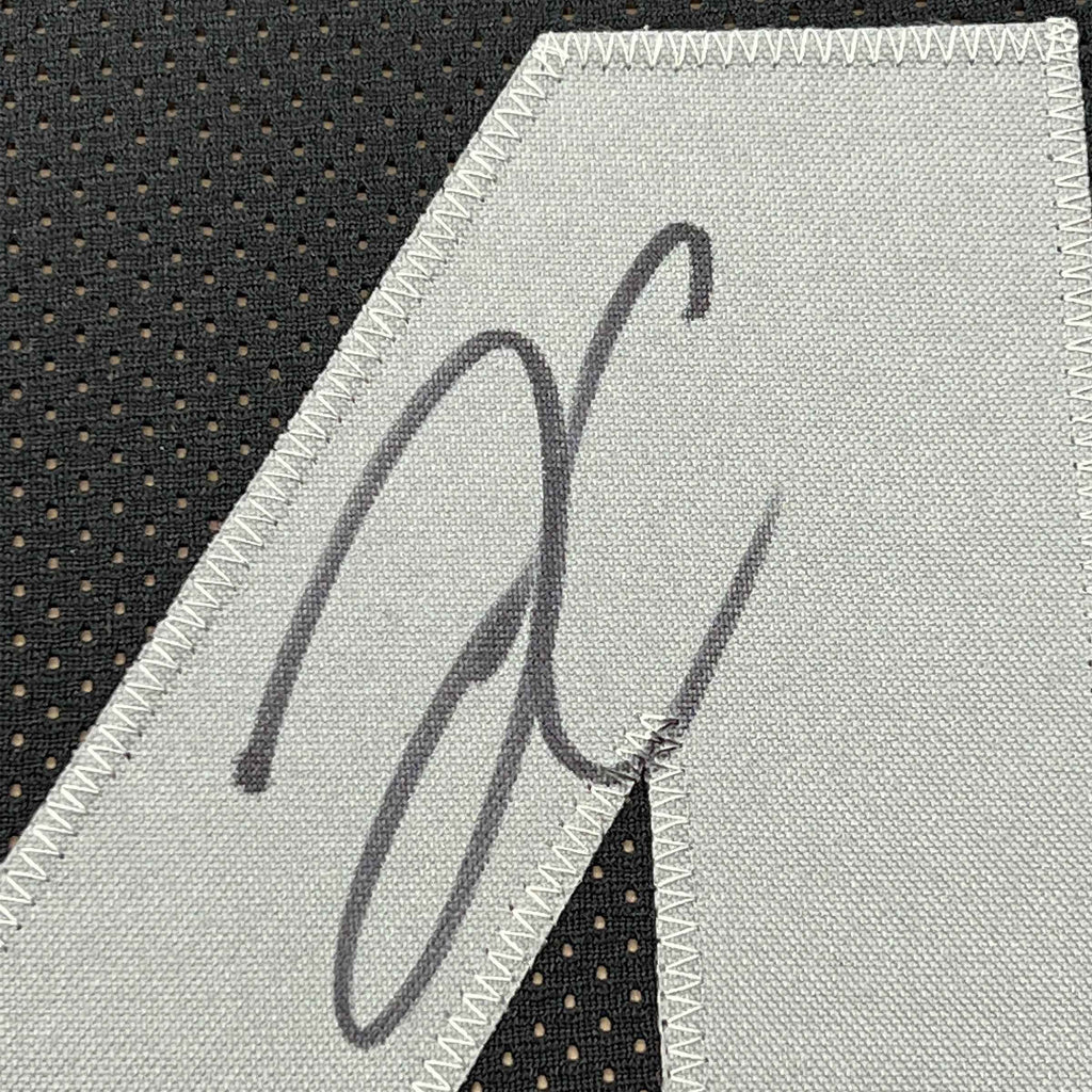 Framed Autographed/Signed Derek Carr 35x39 Las Vegas Oakland Black Football Jersey JSA COA