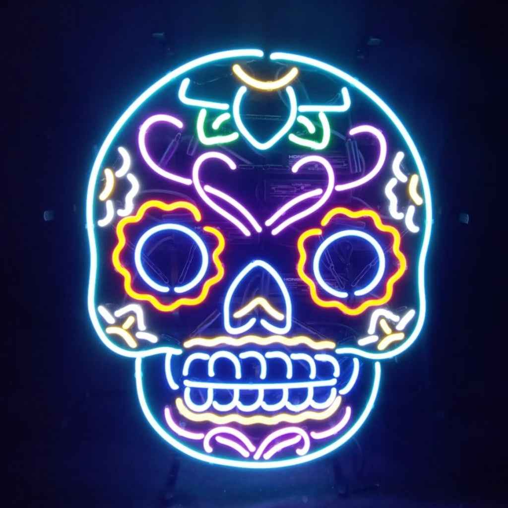 Dia De Los Muertos Hanuted Skull Death Mask Neon Signs