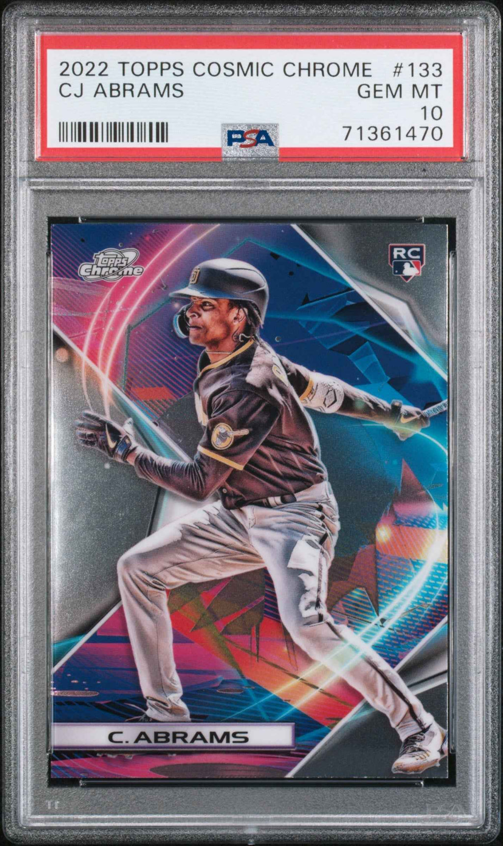 Graded 2022 Topps Cosmic Chrome CJ Abrams #133 Rookie RC Baseball Card PSA 10 Gem Mint