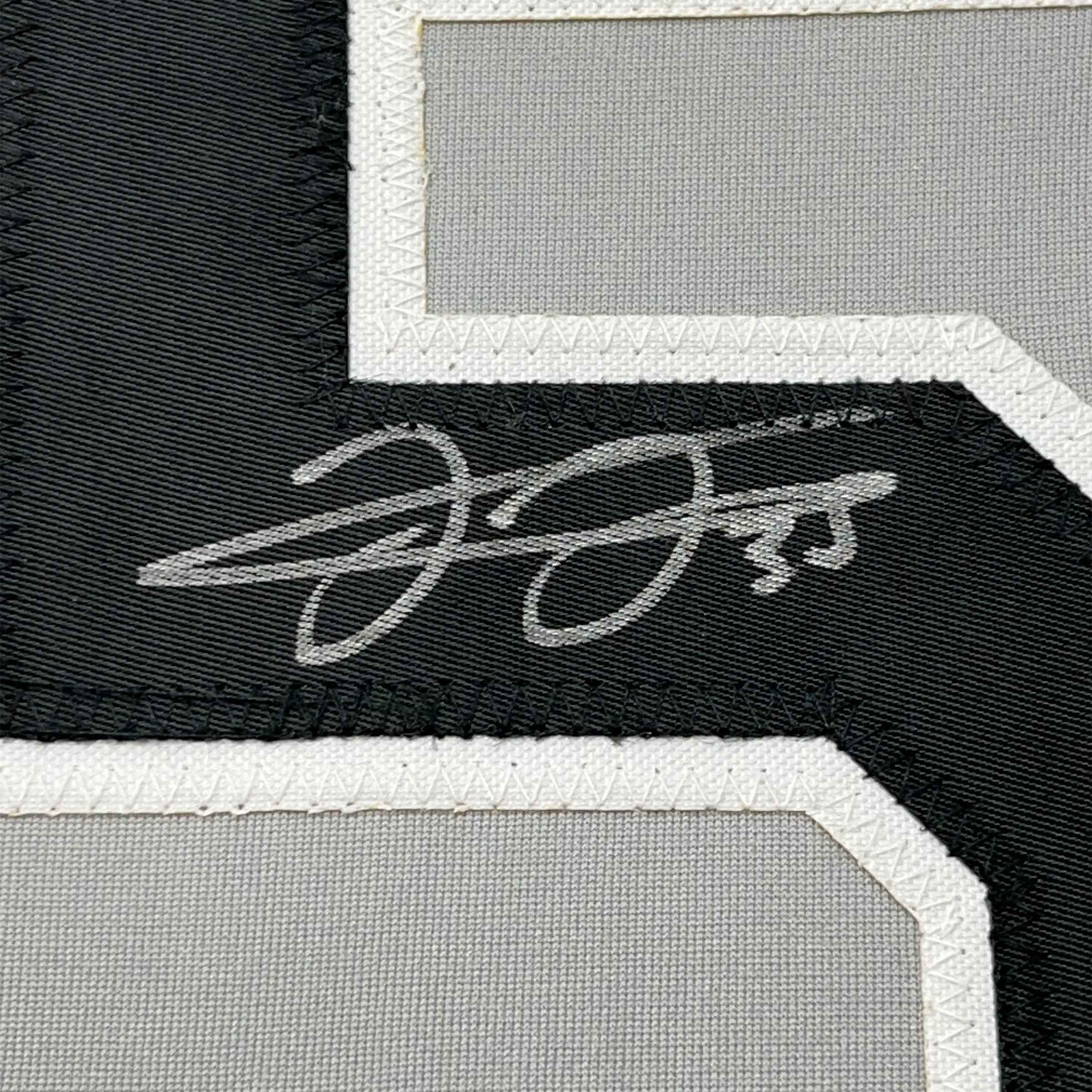 Framed Autographed/Signed Frank Thomas 35x39 Chicago Grey Baseball Jersey JSA COA