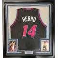 Framed Autographed/Signed Tyler Herro 35x39 Miami Black Vice City Basketball Jersey JSA COA