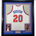 Framed Autographed/Signed Allan Houston 35x39 New York White Basketball Jersey PSA/DNA COA
