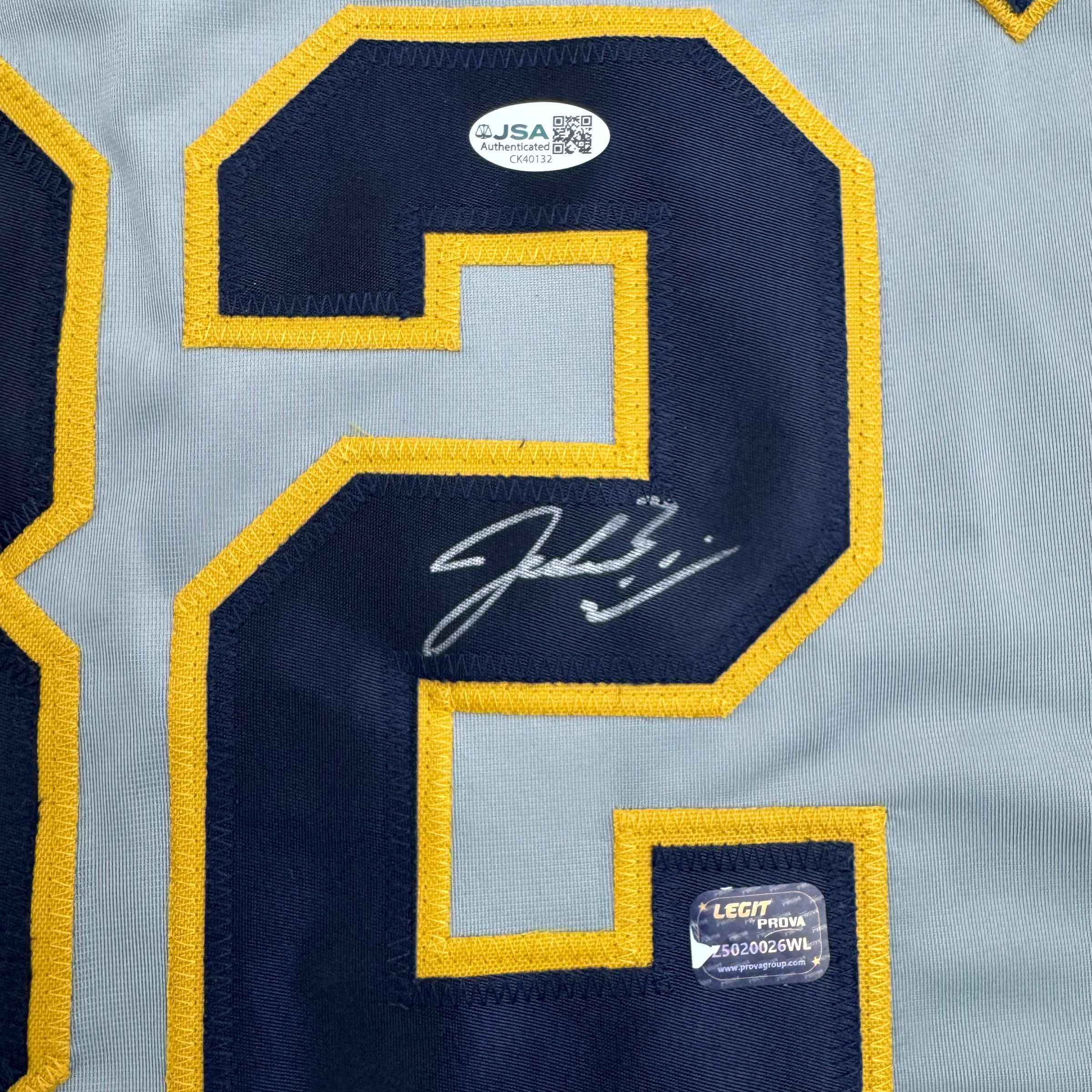 Autographed/Signed Jacob Misiorowski Milwaukee Grey Baseball Jersey JSA COA