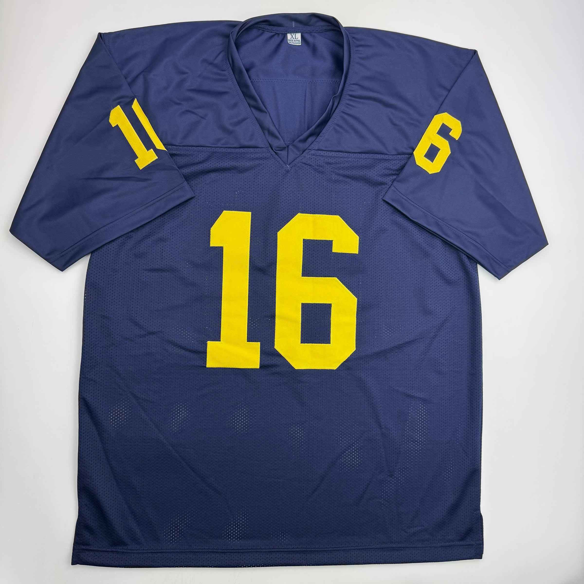Autographed/Signed Denard Robinson Michigan Blue College Football Jersey Beckett BAS COA