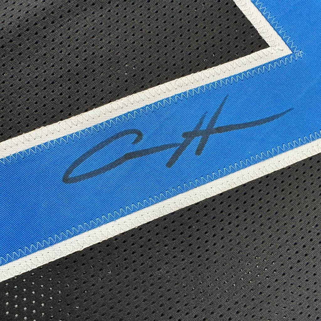 Autographed/Signed Aidan Hutchinson Detroit Black Football Jersey Beckett BAS COA
