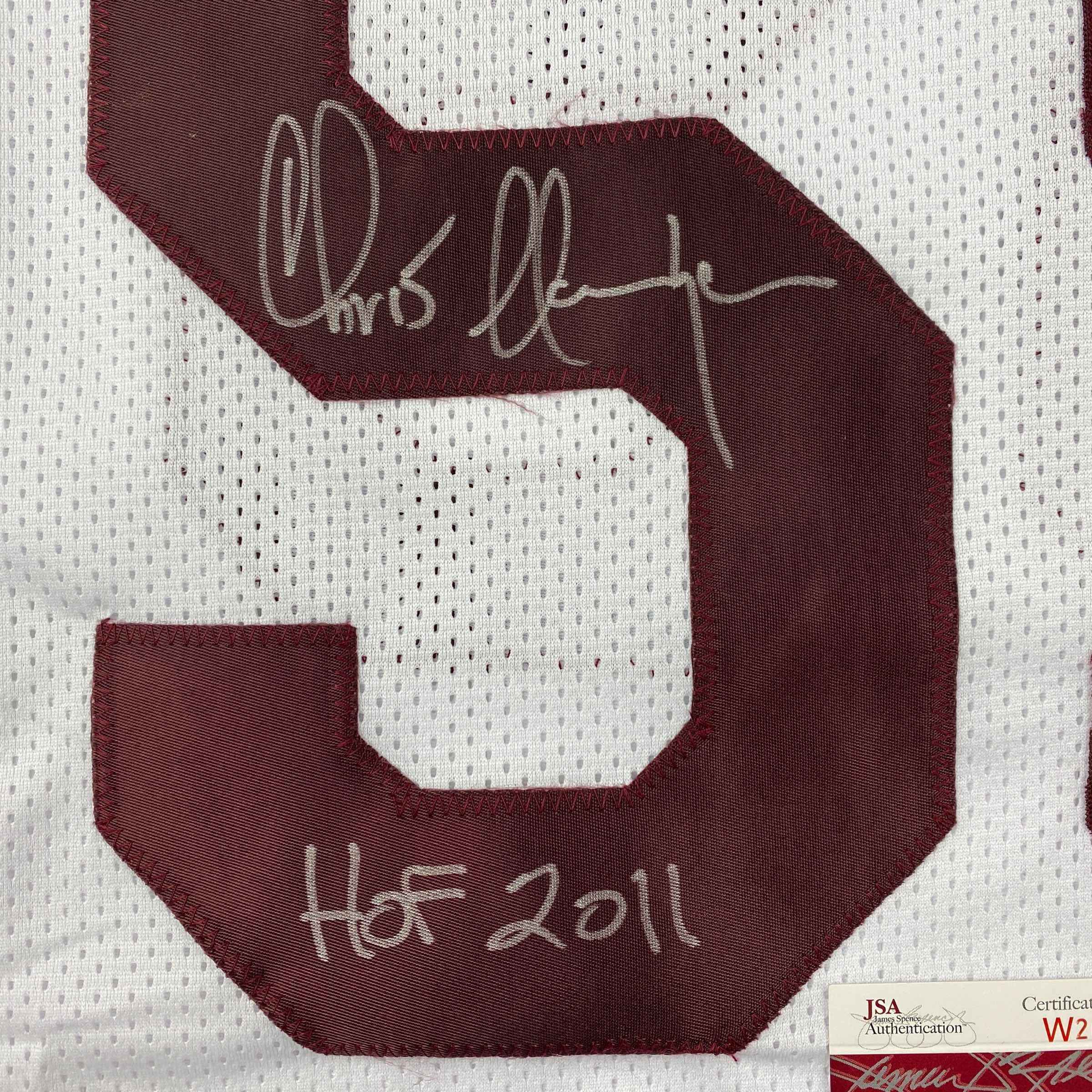 Autographed/Signed Chris Hanburger HOF 2011 Washington White Football Jersey JSA COA