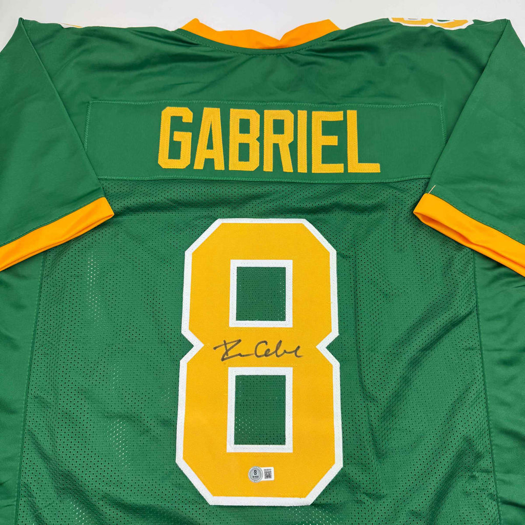 Autographed/Signed Dillon Gabriel Oregon Green College Football Jersey Beckett BAS COA