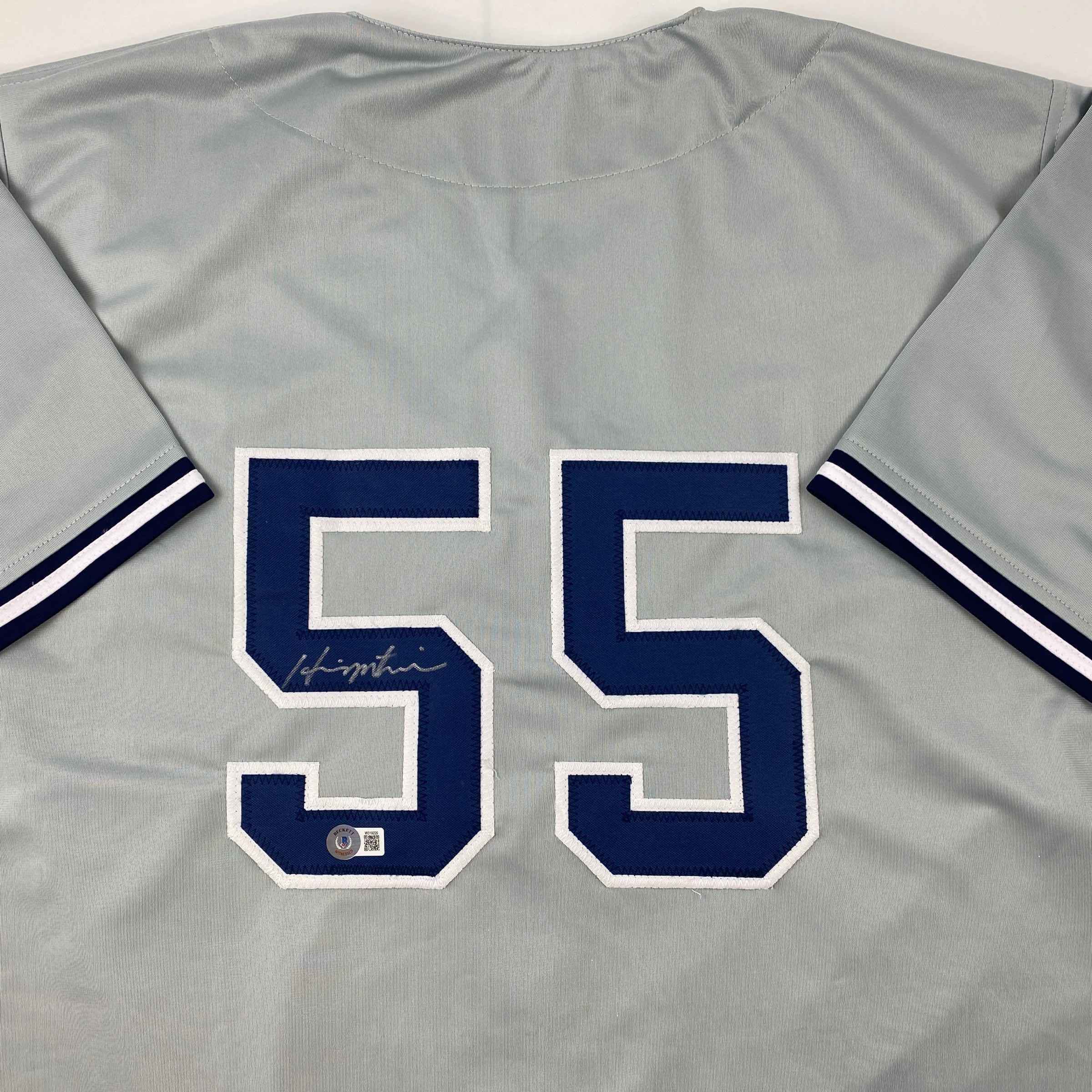 Autographed/Signed Hideki Matsui New York Grey Baseball Jersey Beckett BAS COA