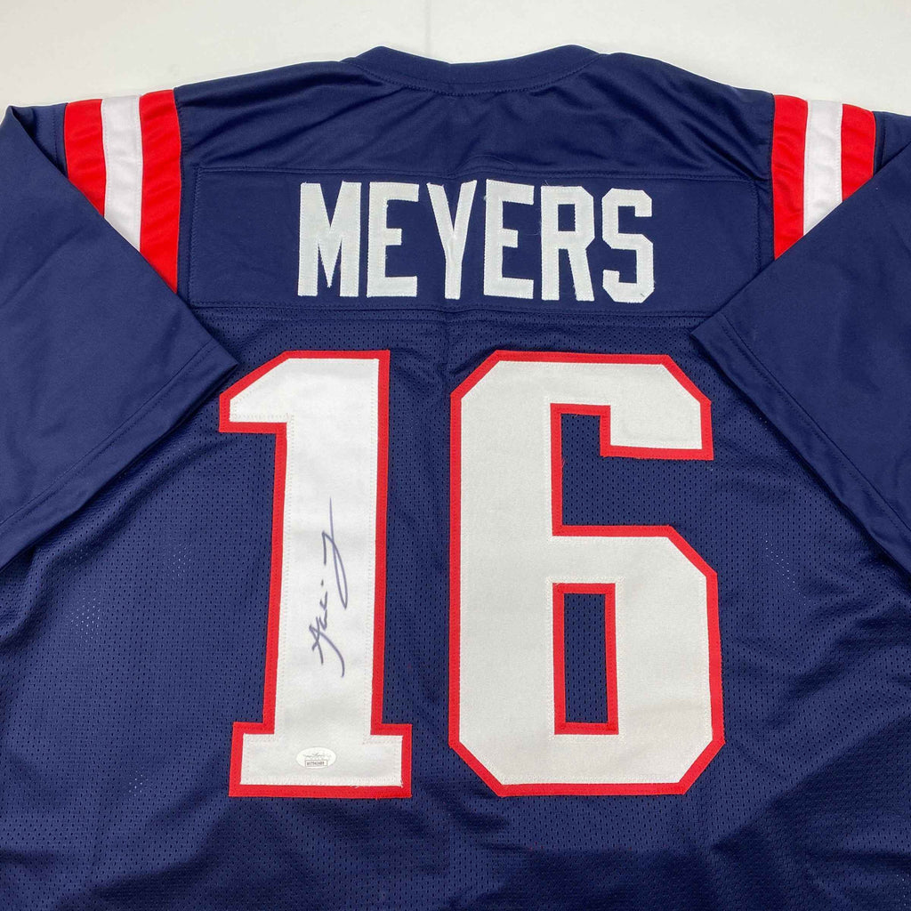 Autographed/Signed Jakobi Meyers New England Blue Football Jersey JSA COA