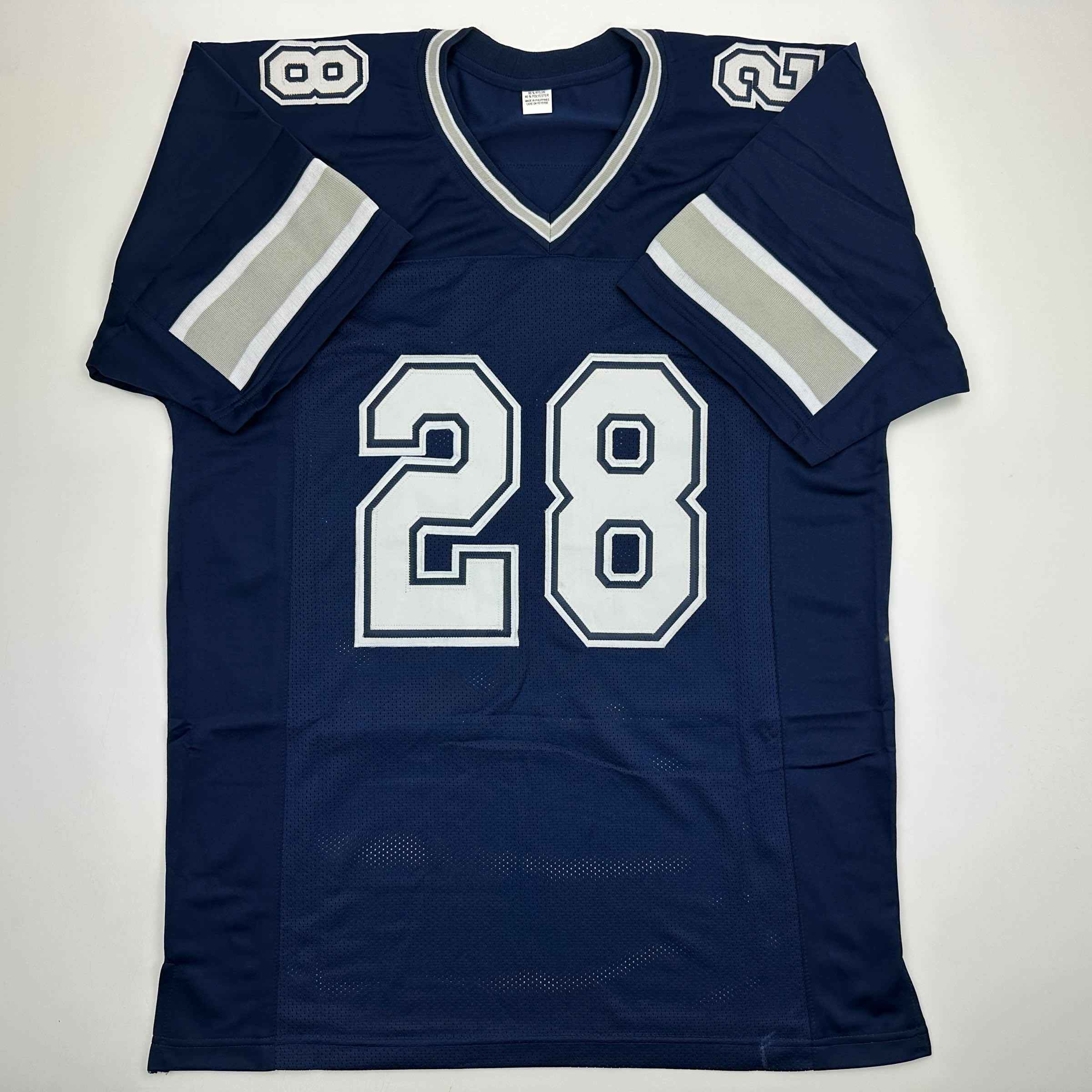 Autographed/Signed Malik Hooker Dallas Blue Football Jersey Beckett BAS COA