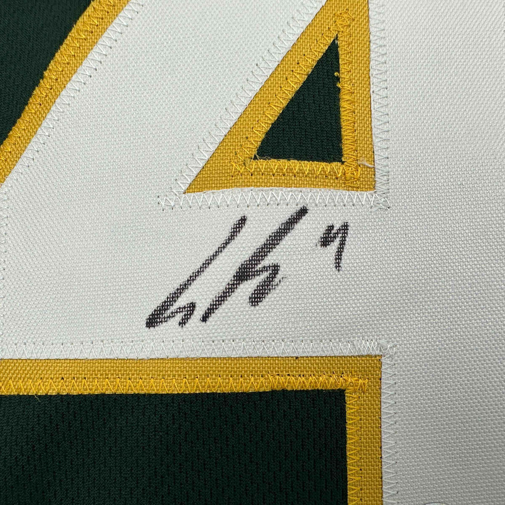 Autographed/Signed Lawrence Butler Oakland Green Baseball Jersey Beckett BAS COA