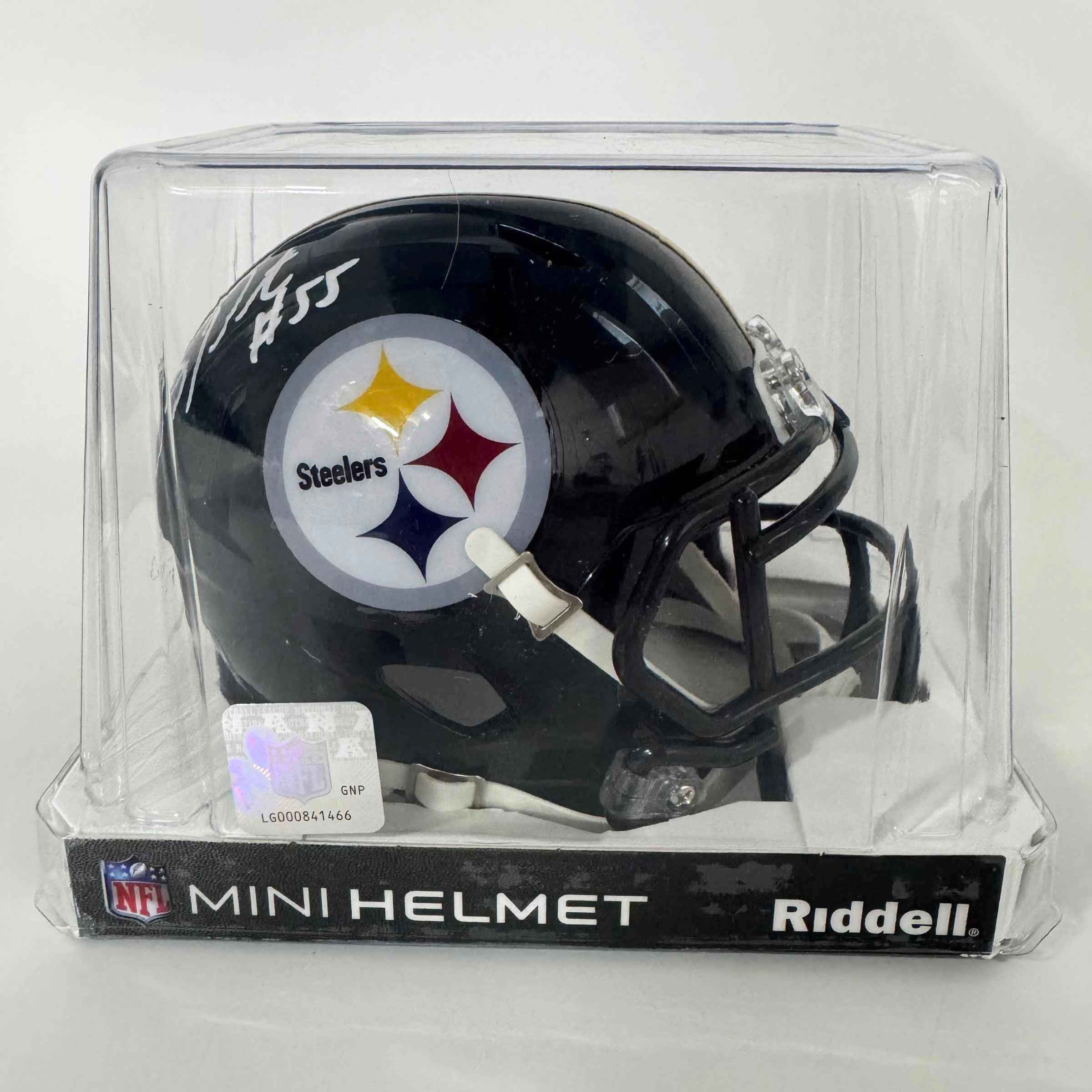 Autographed/Signed Joey Porter Sr Pittsburgh Steelers Mini Football Helmet JSA COA