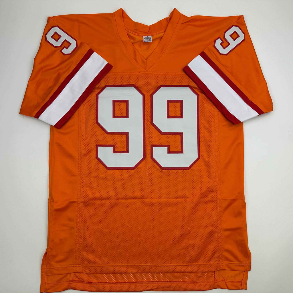 Autographed/Signed Warren Sapp HOF 13 Tampa Bay Orange Retro Football Jersey Beckett BAS COA