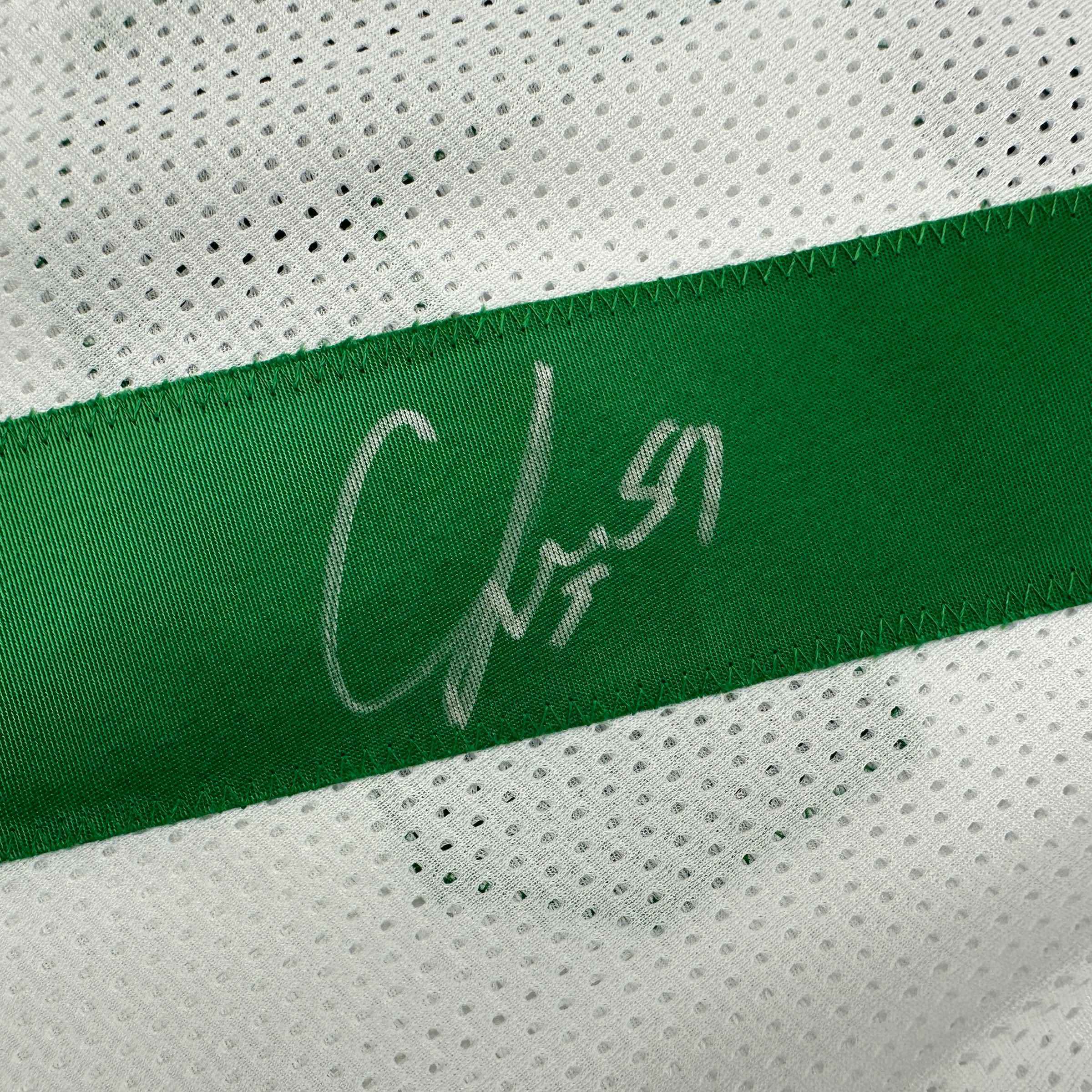 Autographed/Signed CJ C.J. Mosley New York White Football Jersey JSA COA