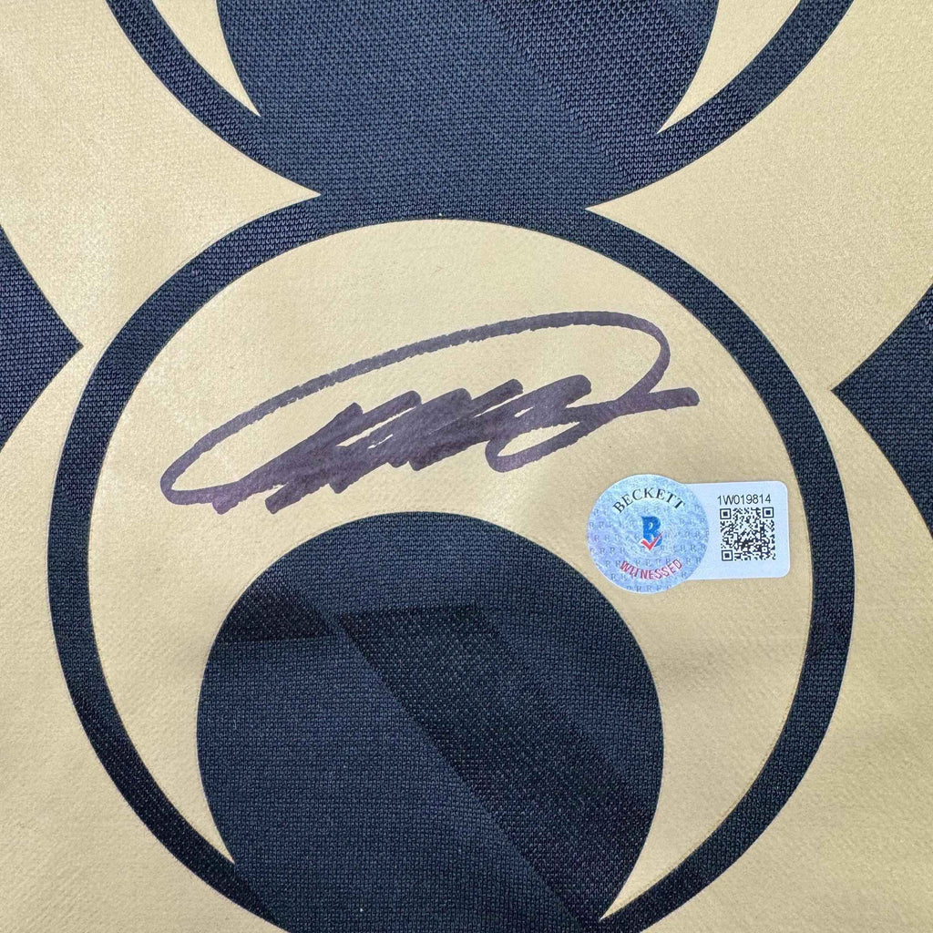 Autographed/Signed Ricardo Kaka Real Madrid Black Retro Soccer Futbol Jersey Beckett BAS COA