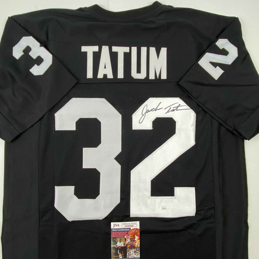 Autographed/Signed Jack Tatum Oakland Black Football Jersey JSA COA #2