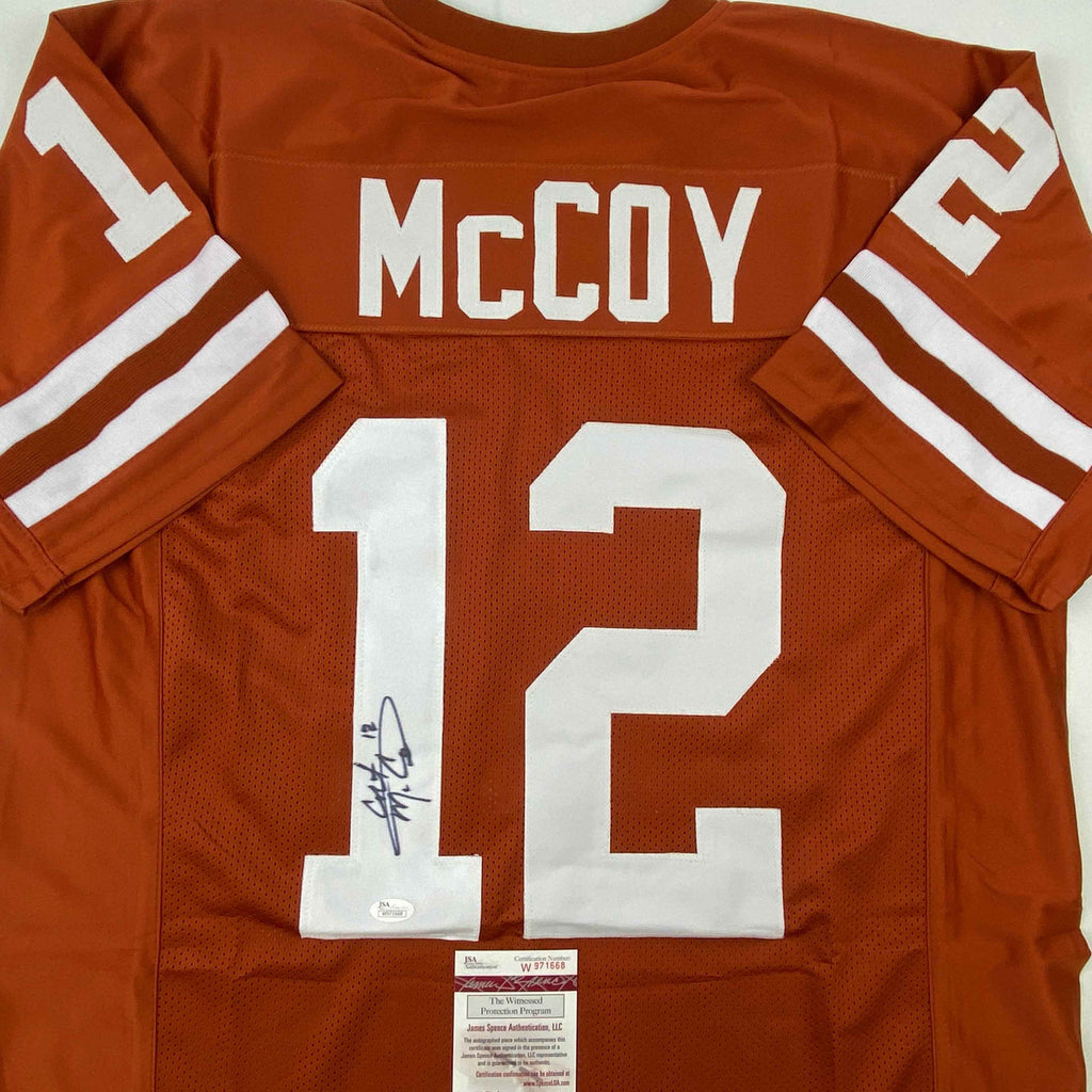 Autographed/Signed Colt McCoy Texas Orange College Football Jersey JSA COA