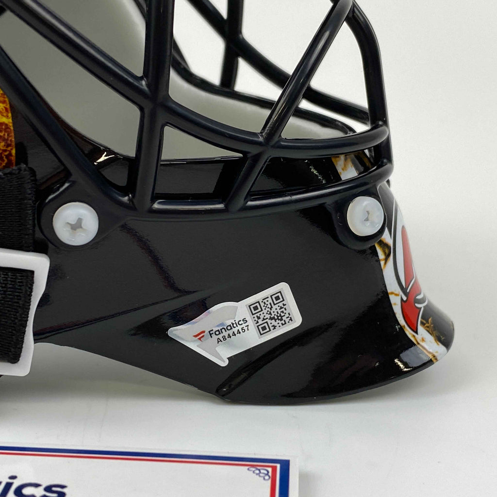 Autographed/Signed Martin Brodeur New Jersey Devils Hockey Mini Goalie Mask Helmet Fanatics COA