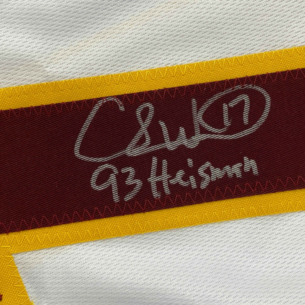 Autographed/Signed Charlie Ward 93 Heisman Florida State FSU White College Football Jersey JSA COA