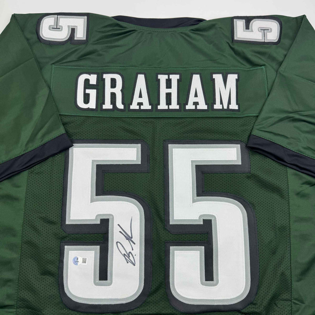 Autographed/Signed Brandon Graham Philadelphia Green Football Jersey Beckett BAS COA