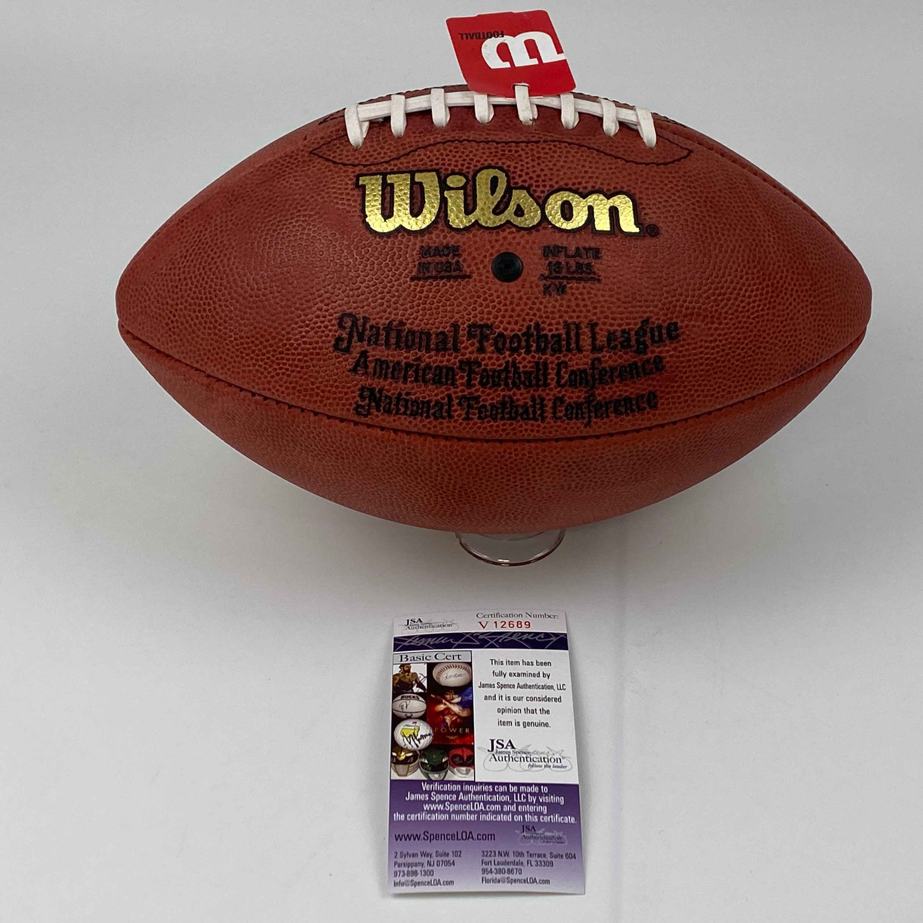 Autographed/Signed Ray Lewis Baltimore Ravens Authentic The Duke Full Size Football JSA COA
