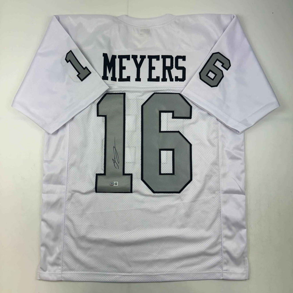 Autographed/Signed Jakobi Meyers Las Vegas Oakland White Color Rush Football Jersey Beckett BAS COA