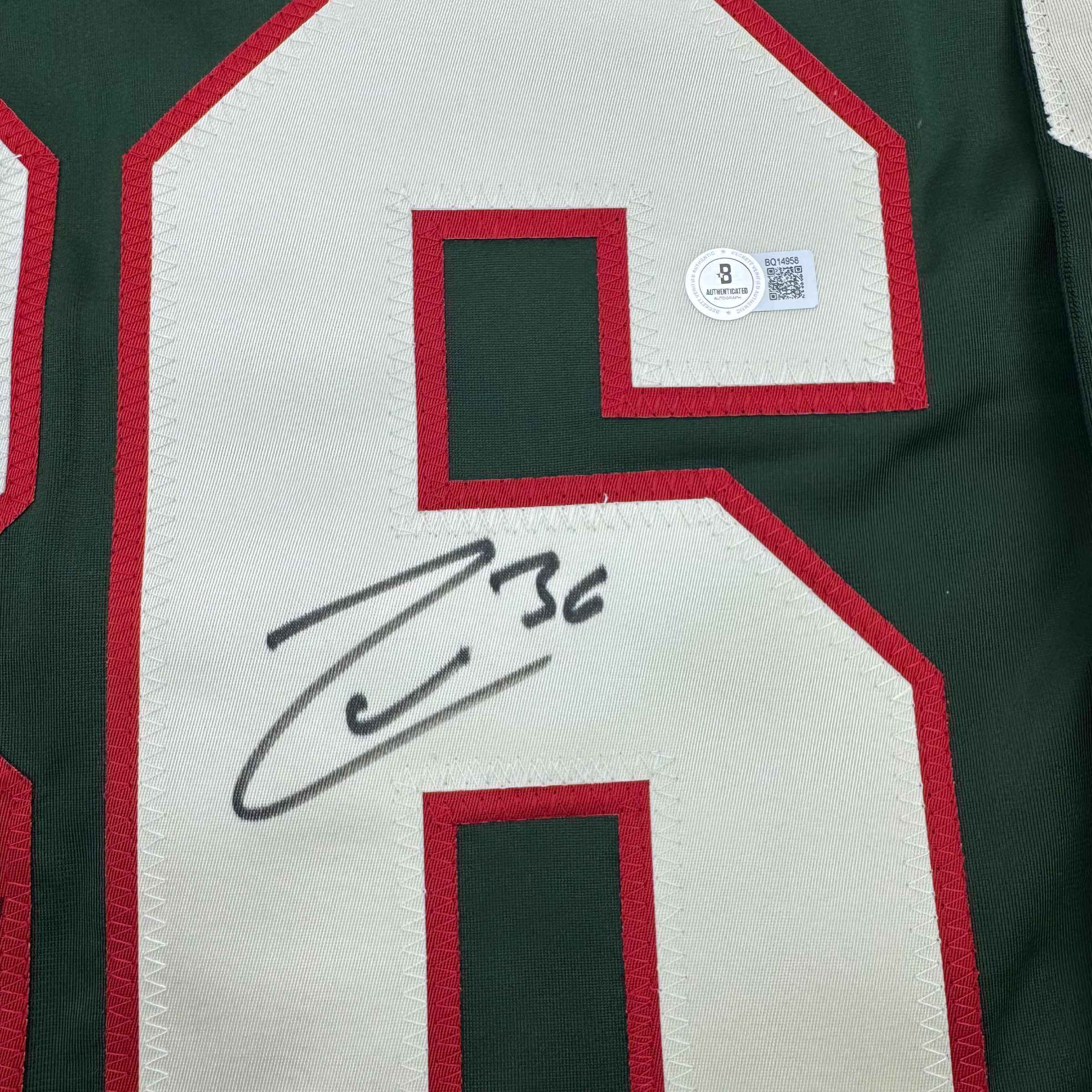 Autographed/Signed Mats Zuccarello Minnesota Green Hockey Jersey Beckett BAS COA