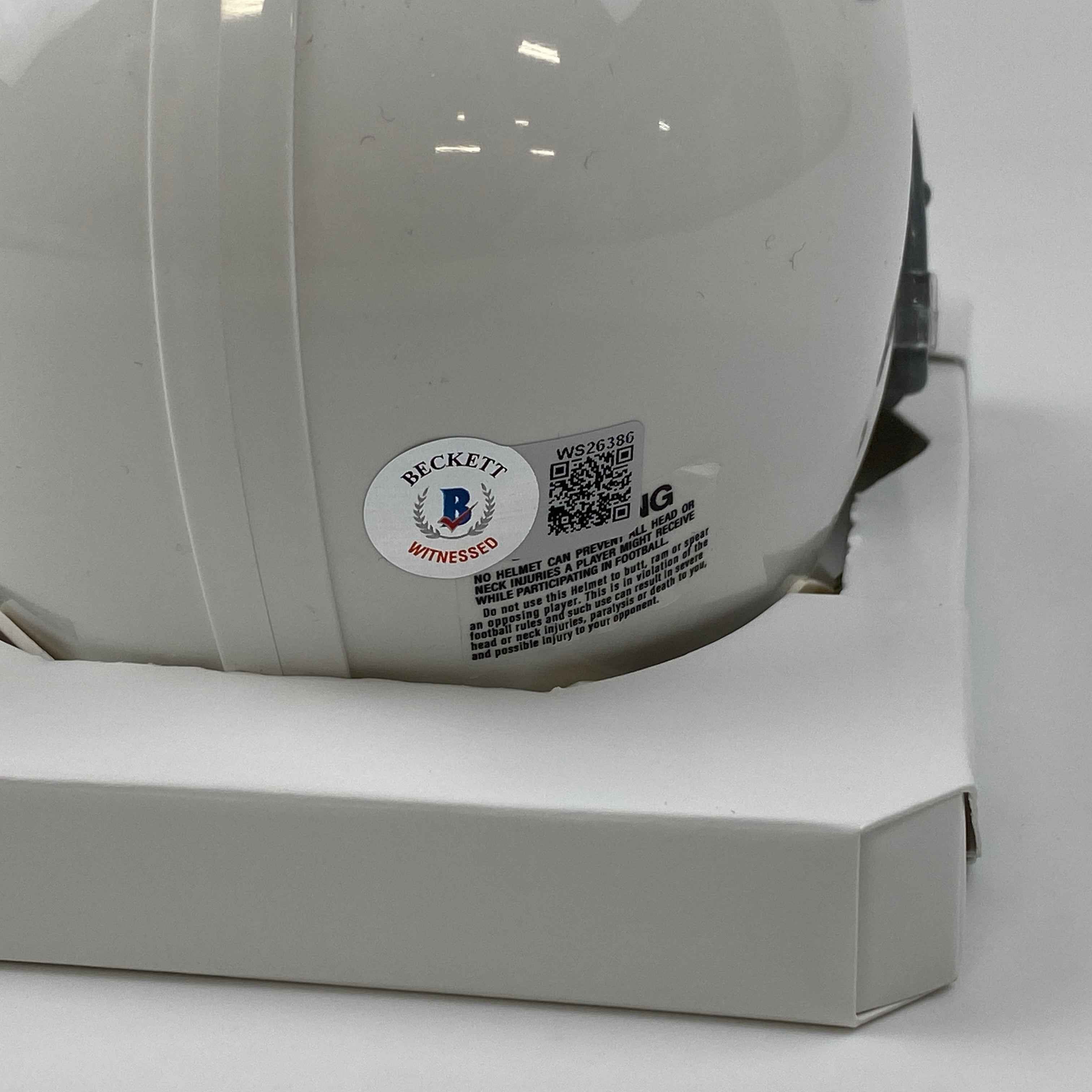 Autographed/Signed Brian Dawkins Philadelphia Eagles Retro Mini Football Helmet Beckett BAS COA