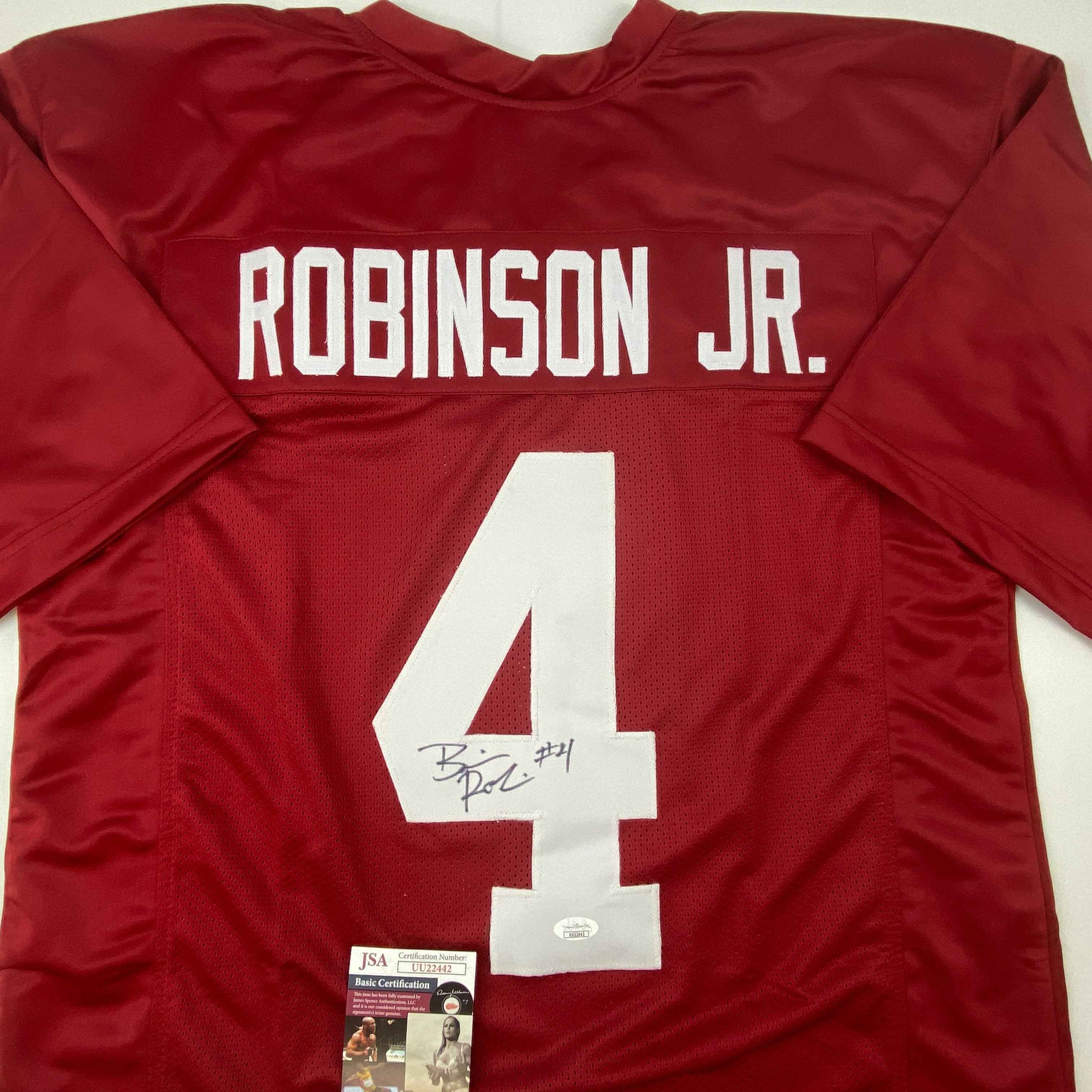 Autographed/Signed Brian Robinson Jr. Alabama Red College Football Jersey JSA COA