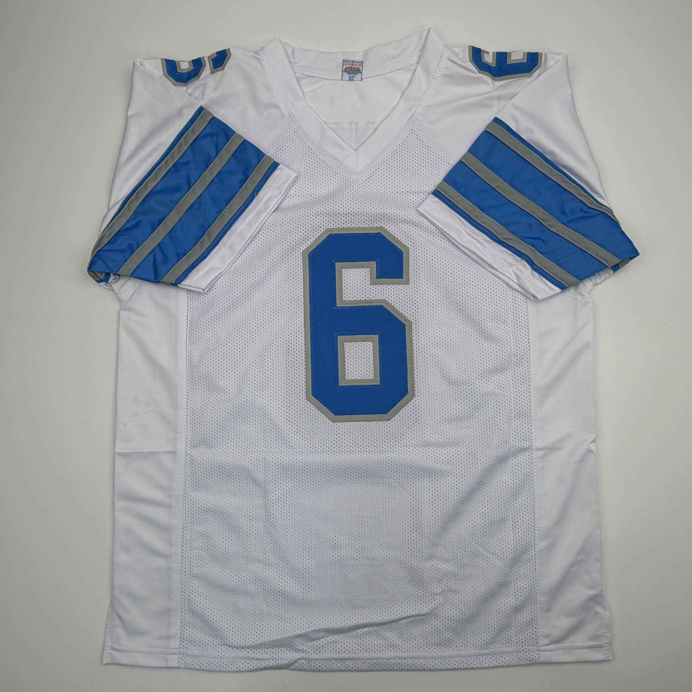 Autographed/Signed Terrion Arnold Detroit White Football Jersey Beckett BAS COA