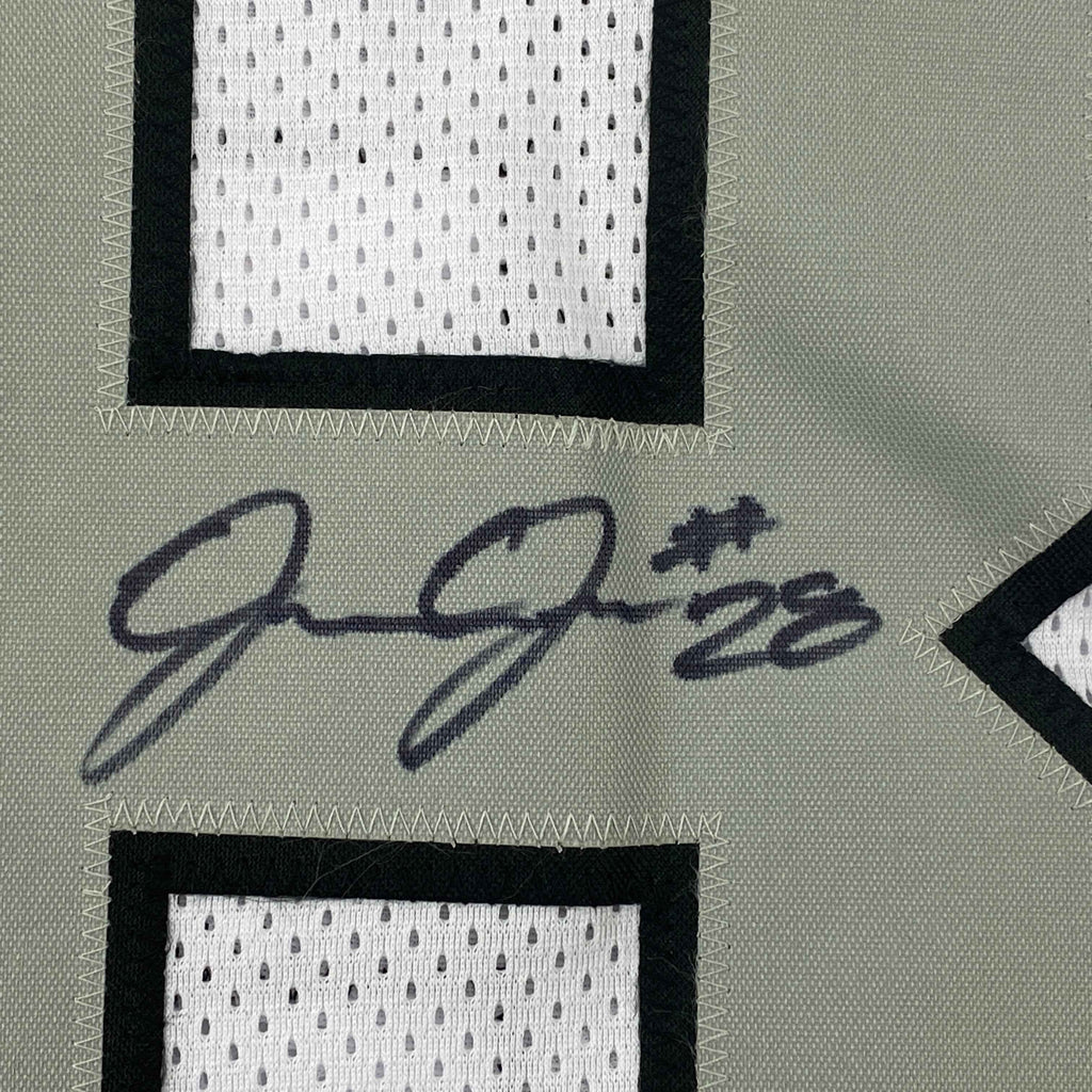 Autographed/Signed Josh Jacobs Las Vegas Oakland Color Rush Football Jersey Beckett BAS COA