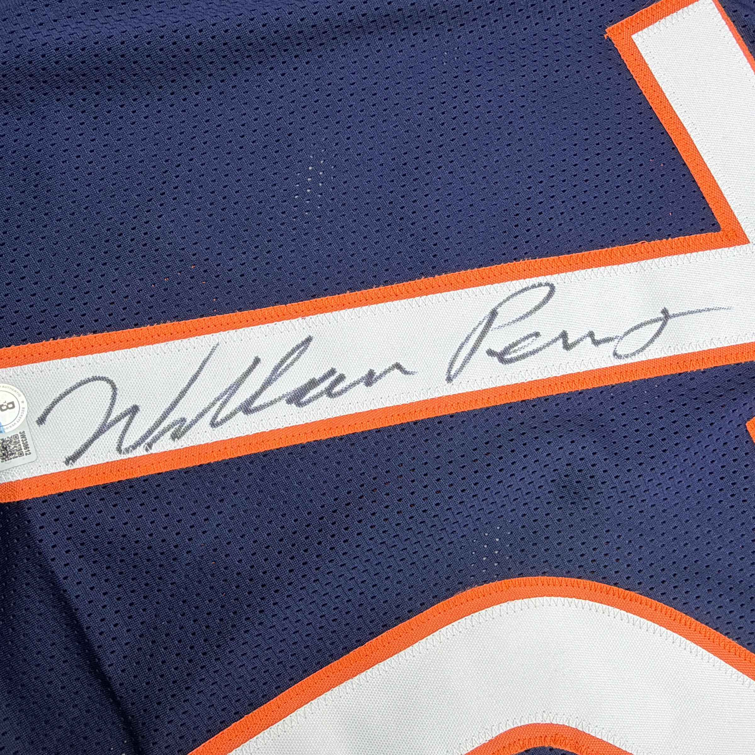 Autographed/Signed William Perry The Refrigerator Chicago Blue Football Jersey Beckett BAS COA