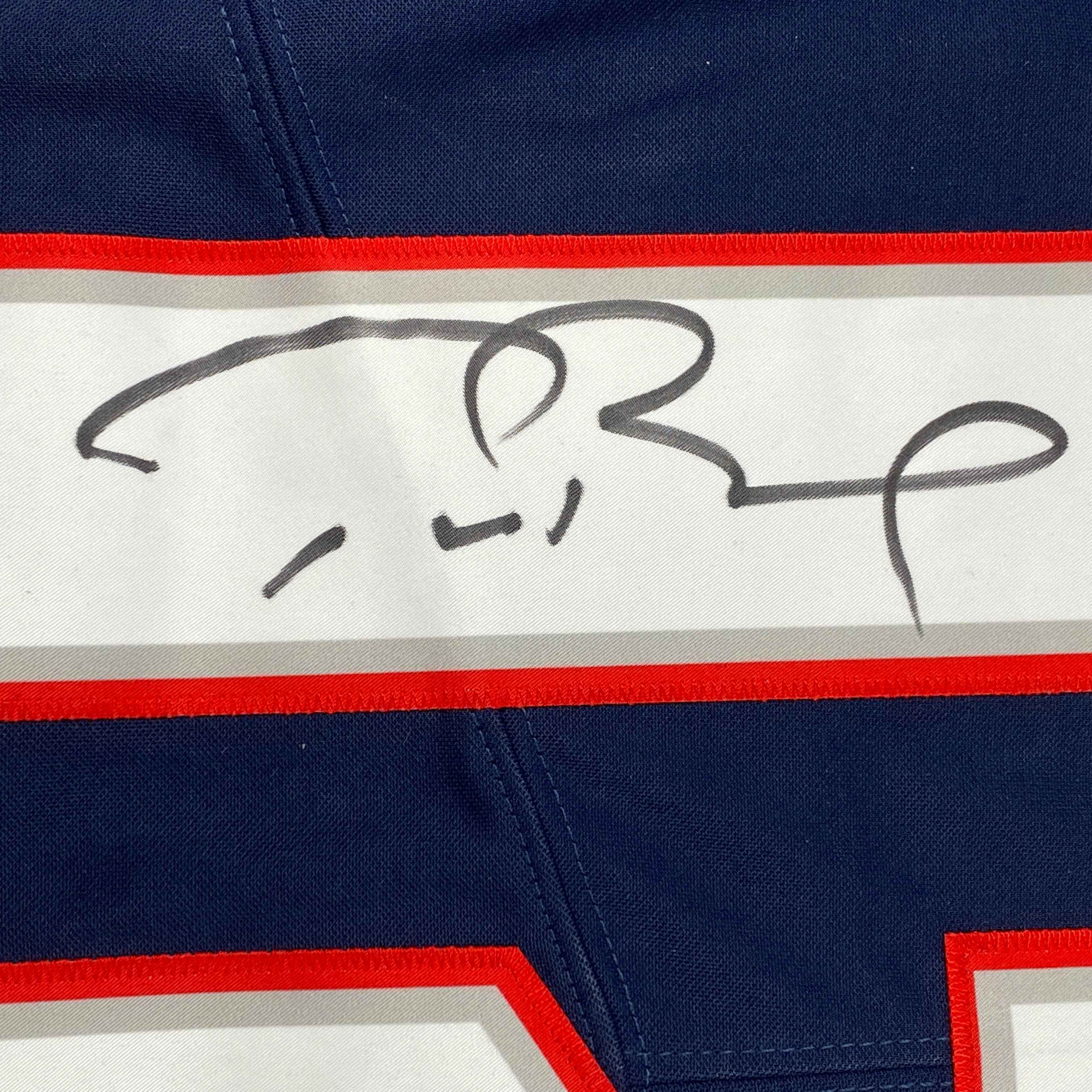 Autographed/Signed Tom Brady New England Patriots Blue Authentic Nike Limited Football Jersey Fanatics COA/LOA