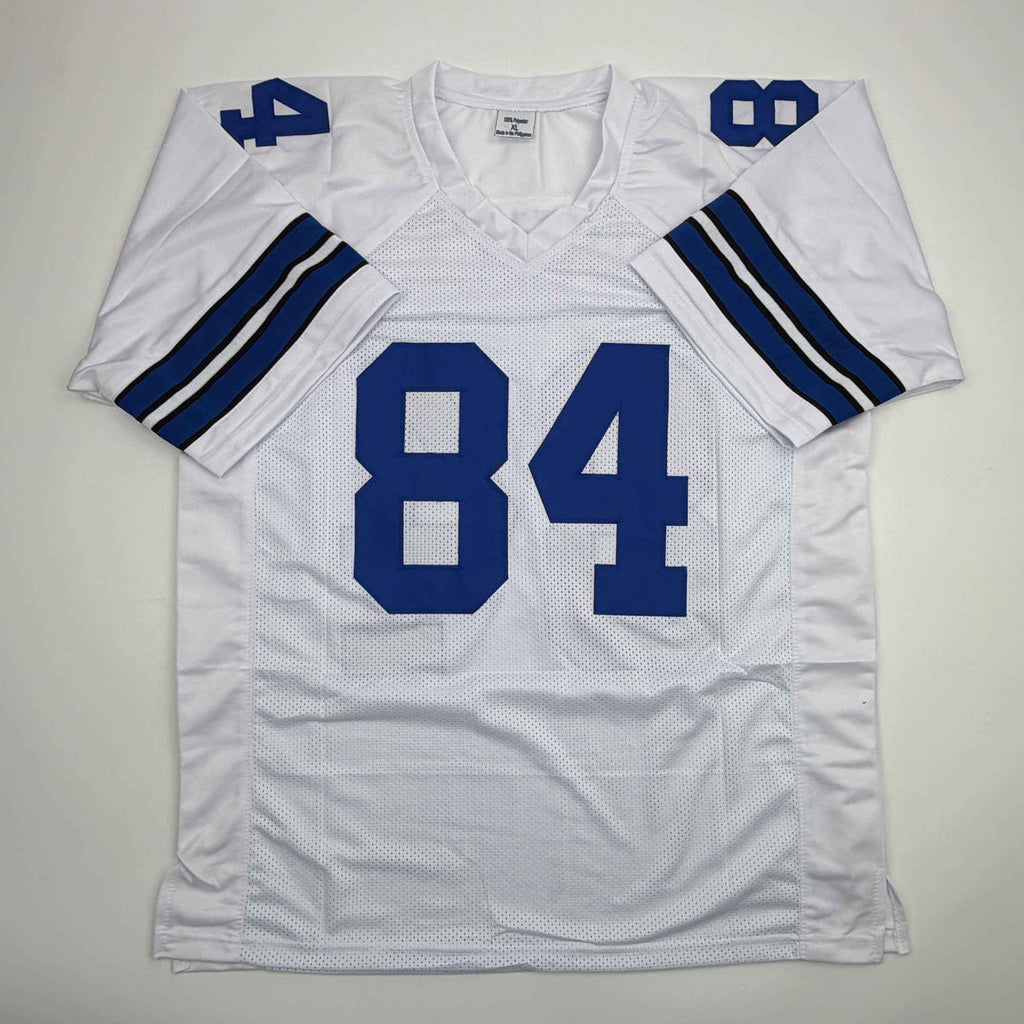 Autographed/Signed Jay Novacek Dallas White Football Jersey Beckett BAS COA