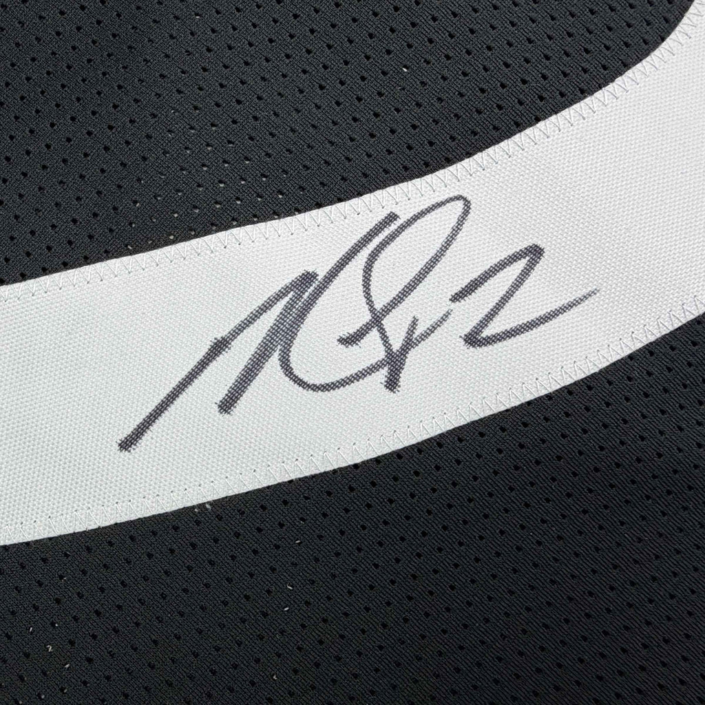 Autographed/Signed Michael Mike Vick Pittsburgh Black Football Jersey Beckett BAS COA