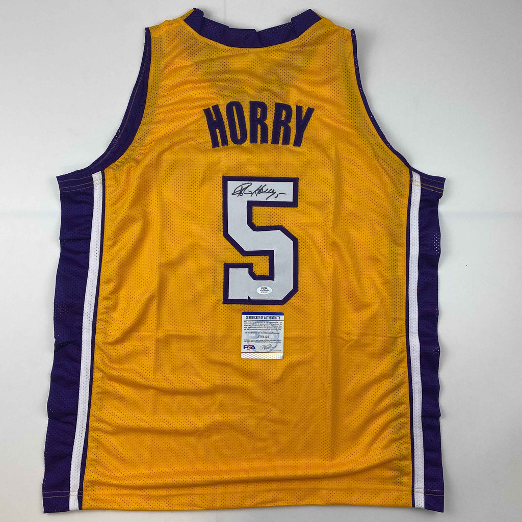 Autographed/Signed Robert Horry Los Angeles LA Yellow Basketball Jersey PSA/DNA COA