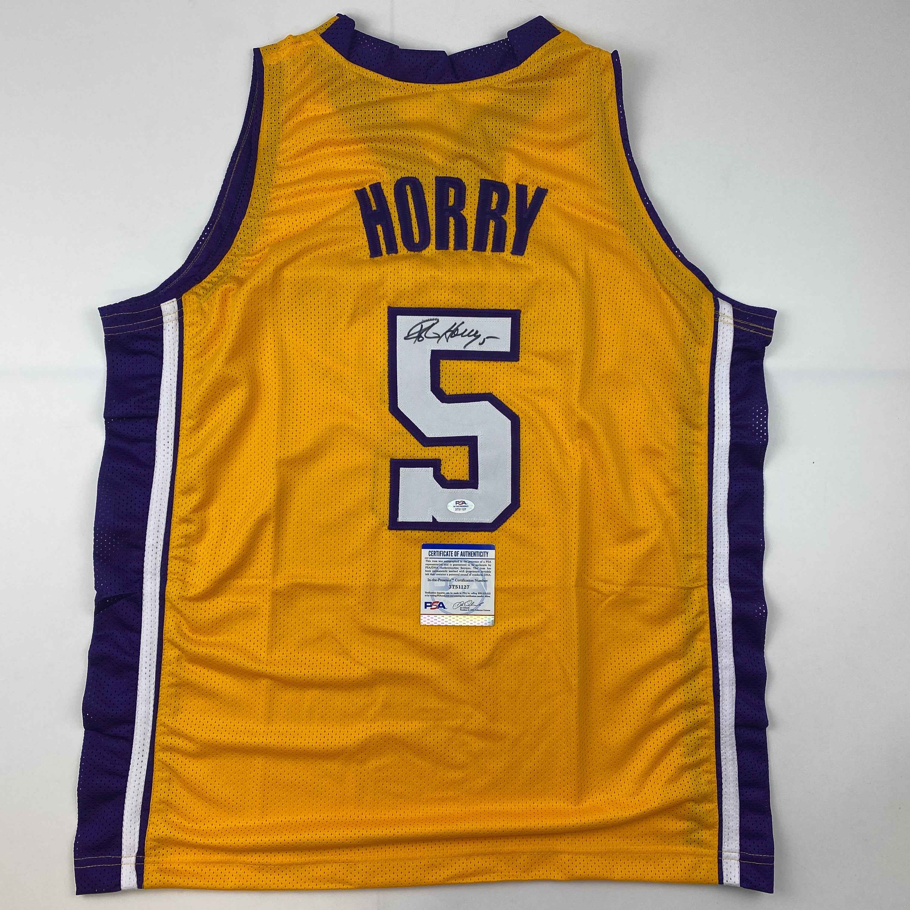 Autographed/Signed Robert Horry Los Angeles LA Yellow Basketball Jersey PSA/DNA COA