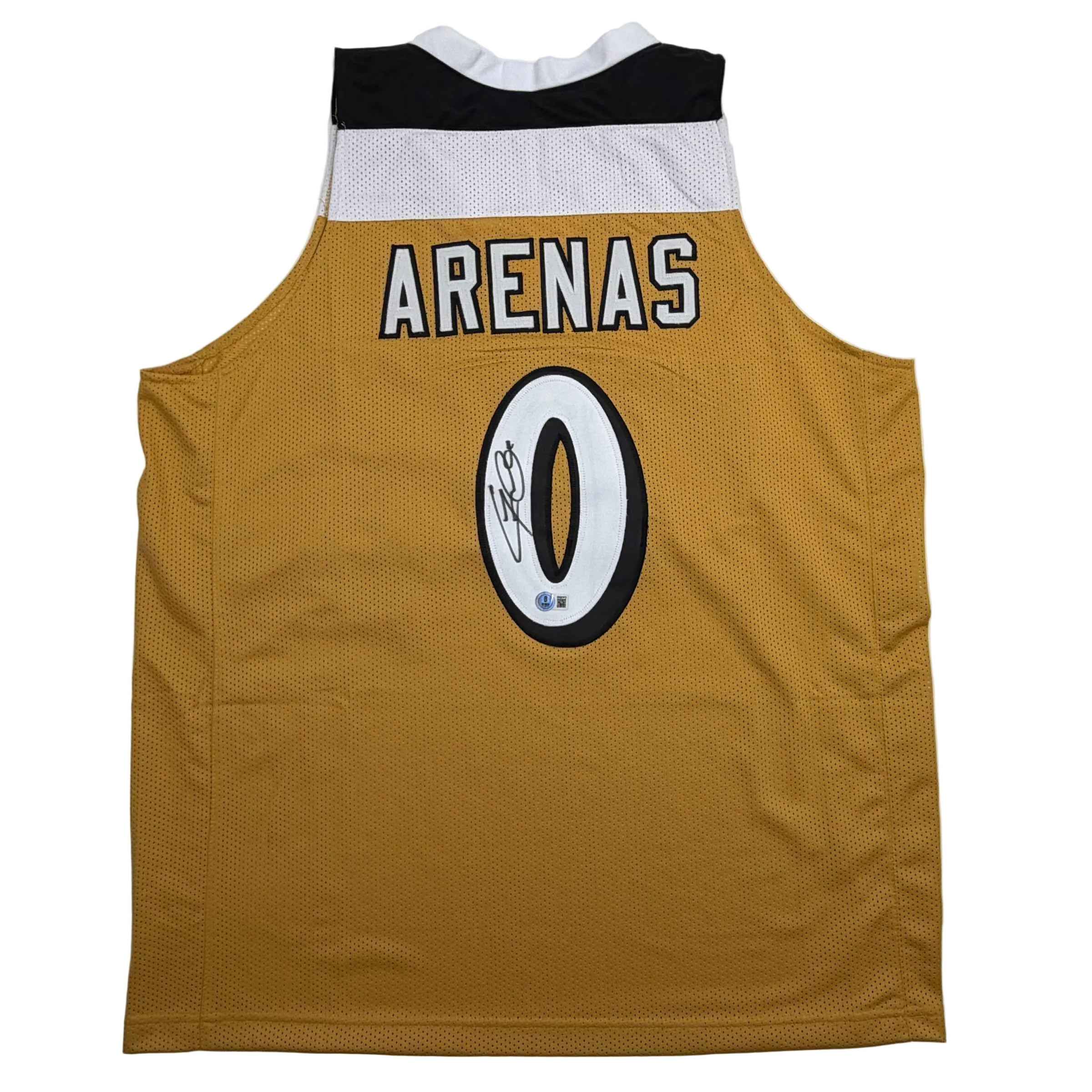 Autographed/Signed Gilbert Arenas Washington Gold Basketball Jersey Beckett BAS COA