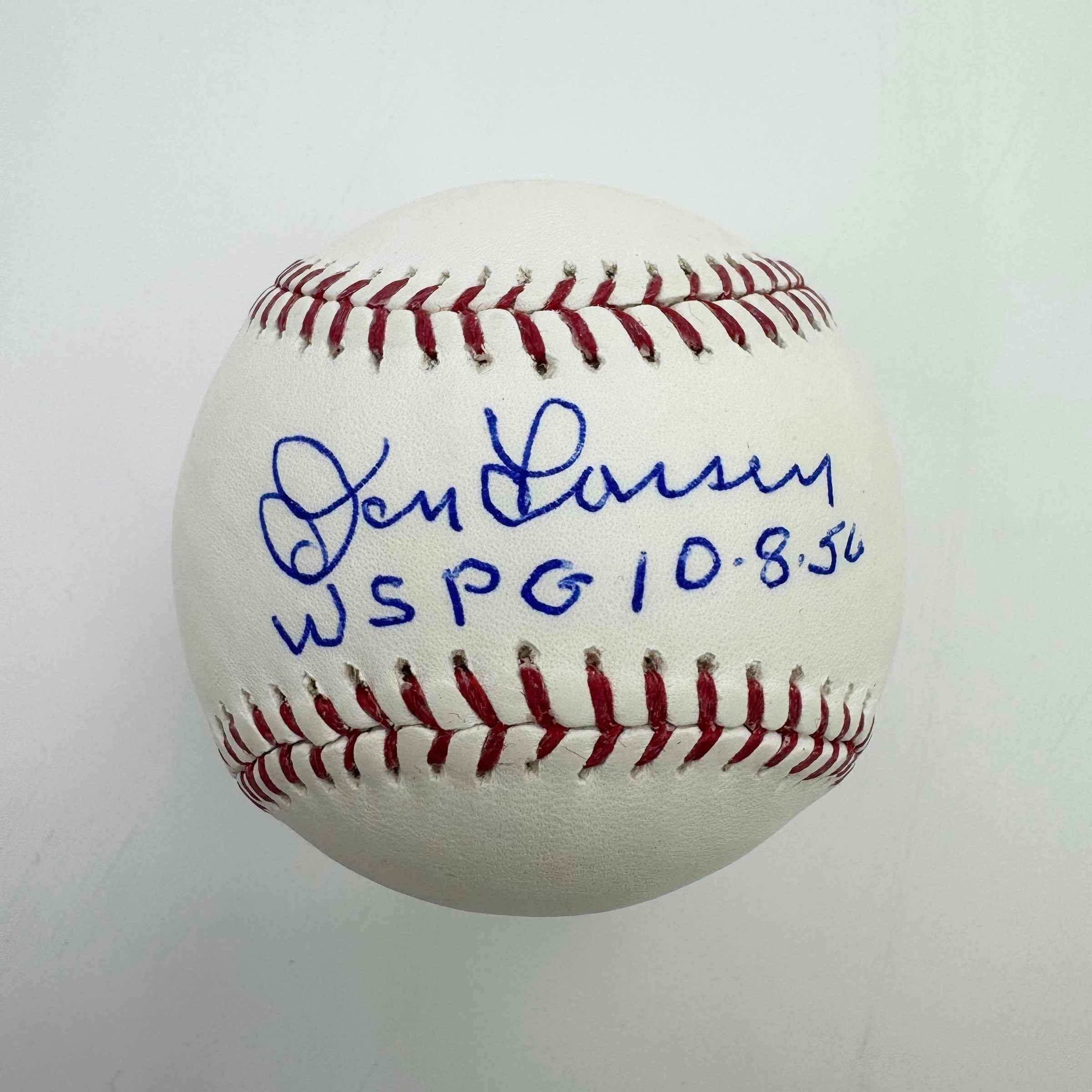 Autographed/Signed Don Larsen "WSPG 10-8-56" Yankees Rawlings Official Major League Baseball ROML PSA/DNA COA