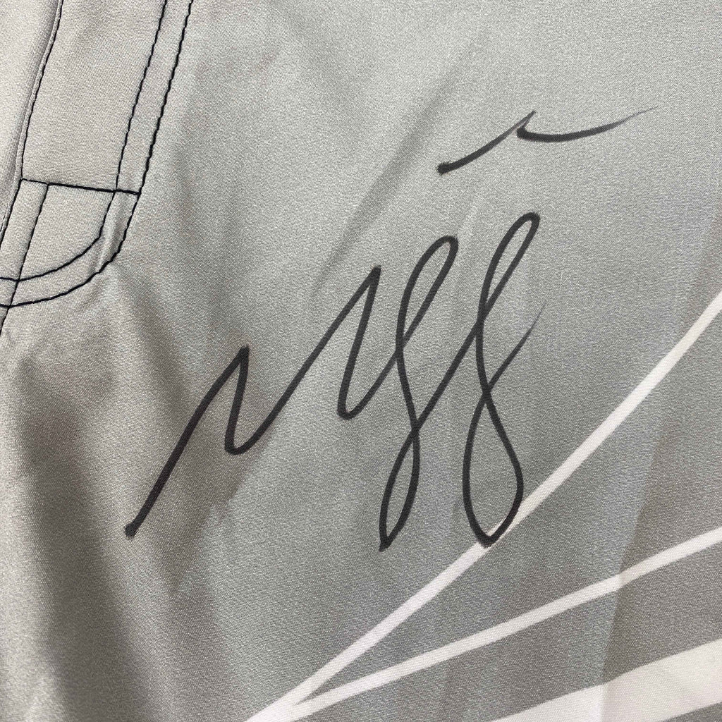 Autographed/Signed Khamzat Borz Chimaev UFC MMA Ultimate Fighting Grey Trunks PSA/DNA COA